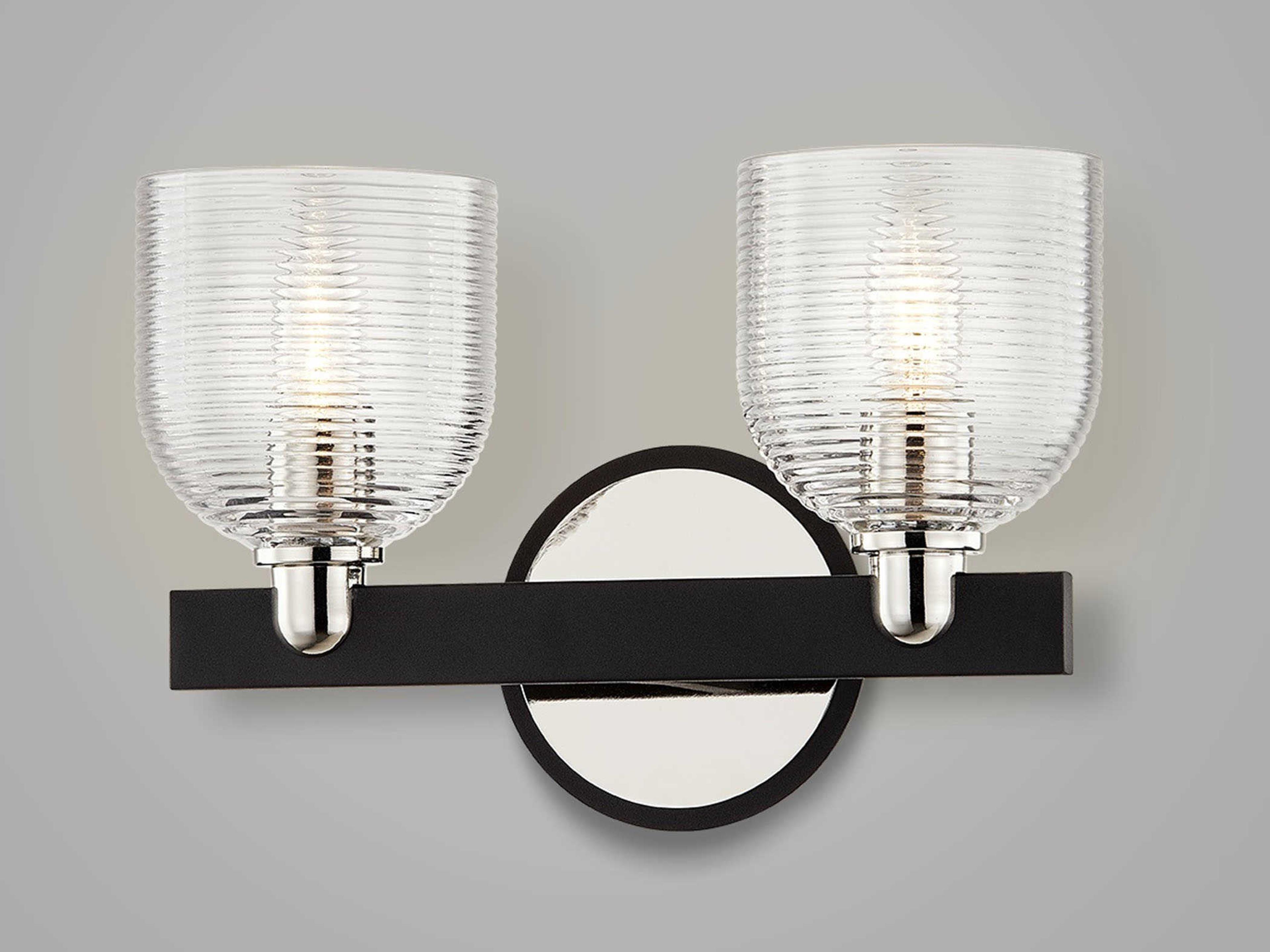 Troy Lighting Munich 2-Light Carbide Black Polished Nickel Vanity Light
