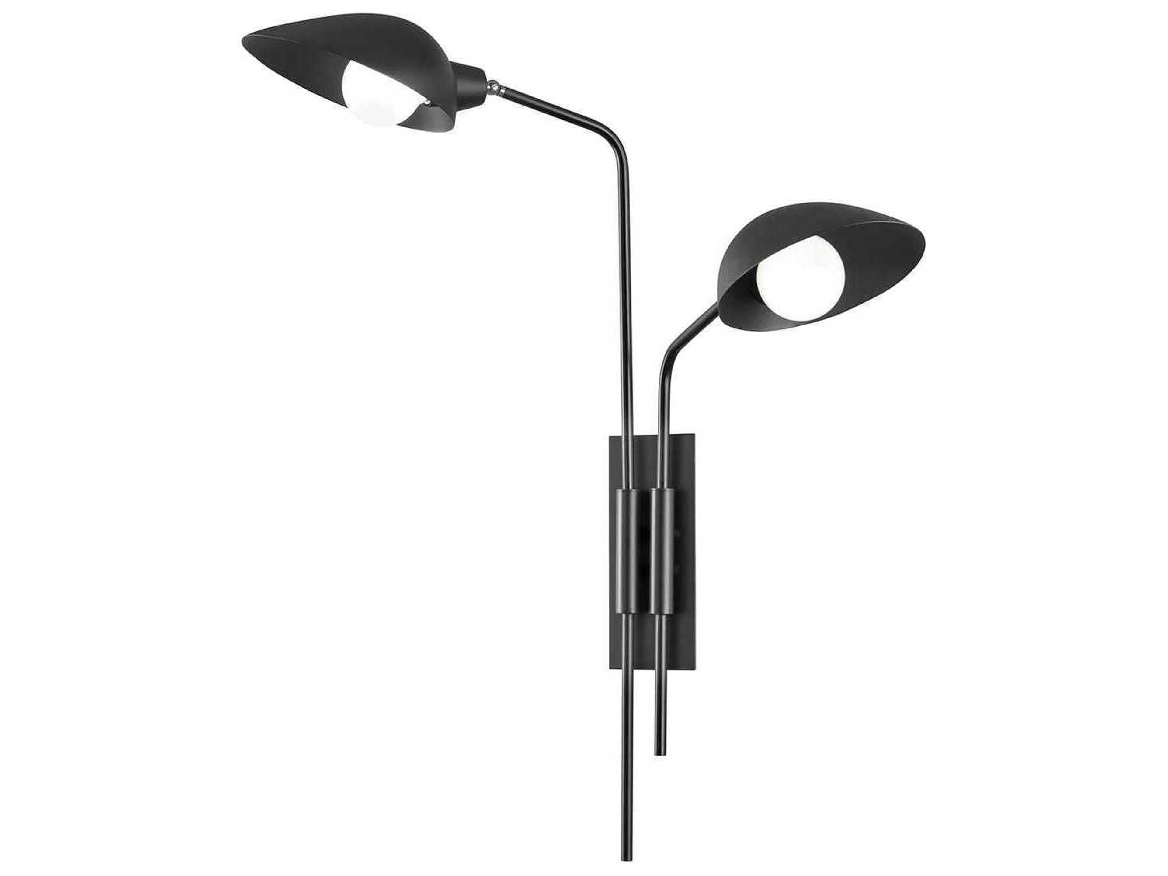 Leo 2-Light Satin Black Wall Sconce