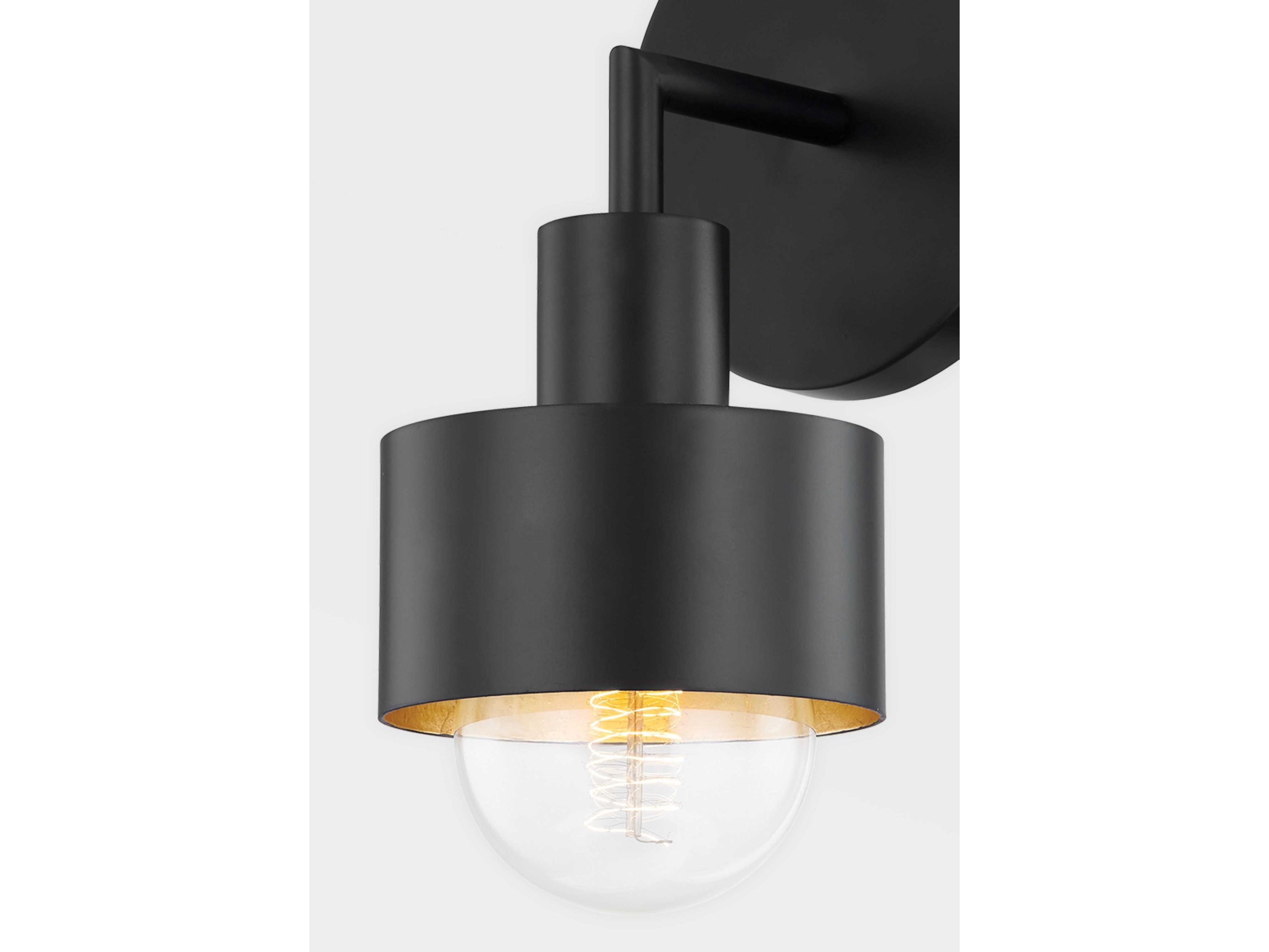 Troy Lighting North 1-Light Soft Black Gold Leaf Wall Sconce