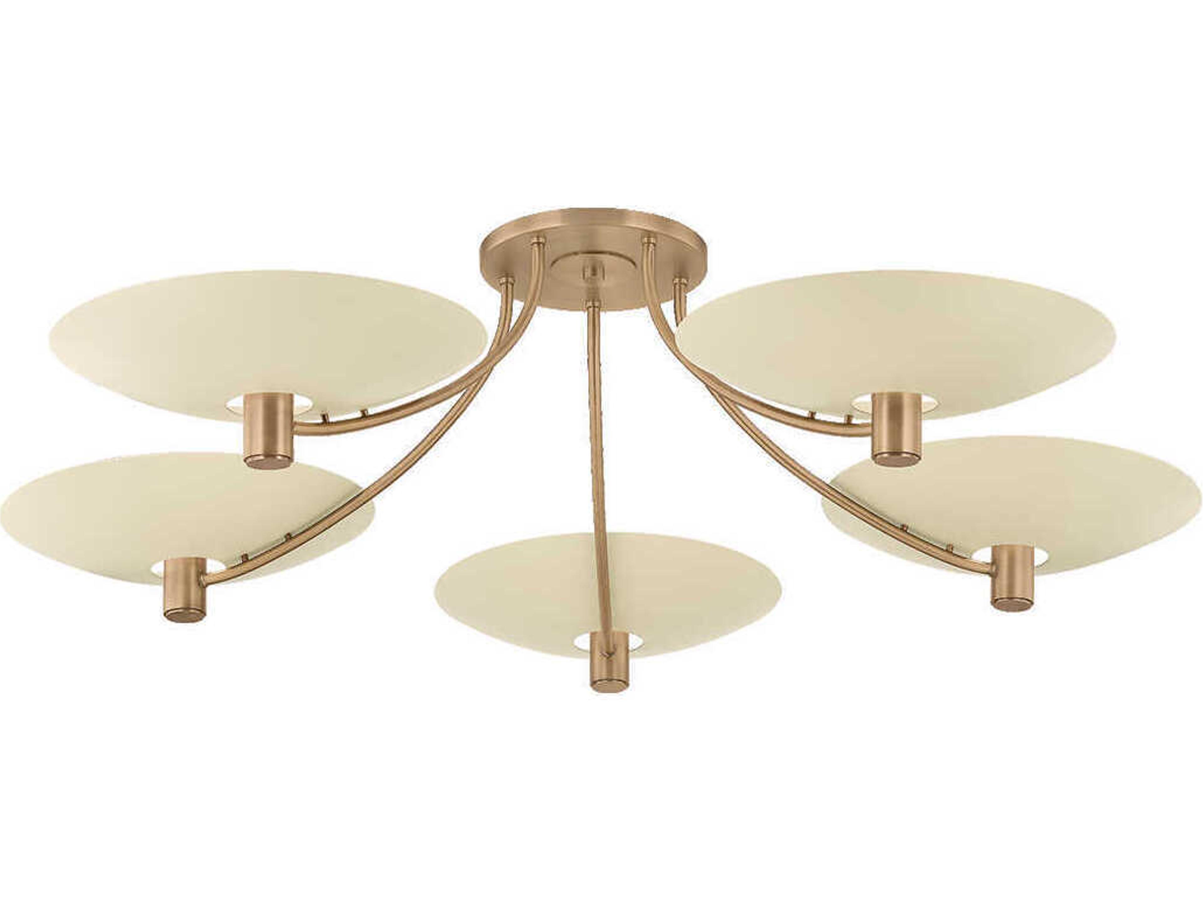 Wolfe 5-Light Patina Brass Soft Sand Bowl Semi Flush Mount