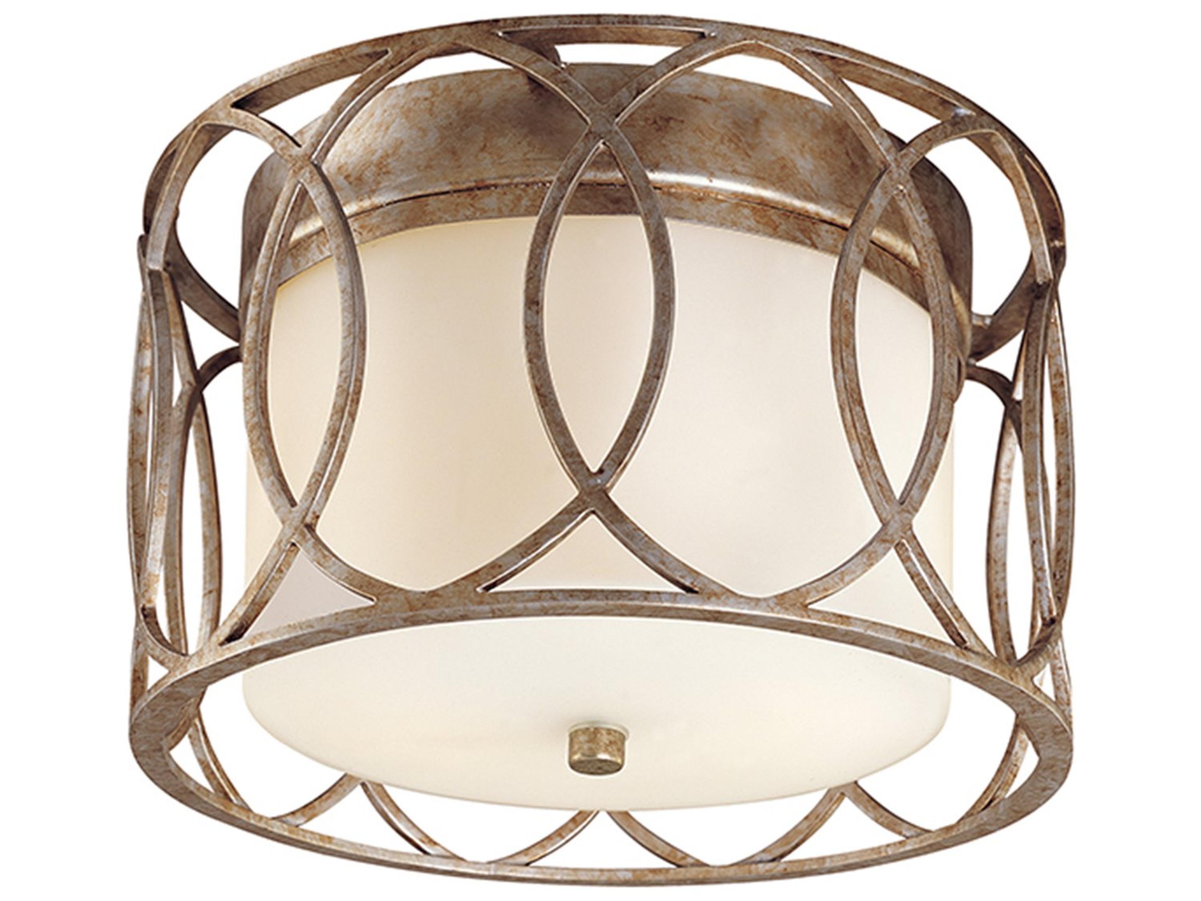 Sausalito 2-Light Silver Gold Glass Drum Flush Mount