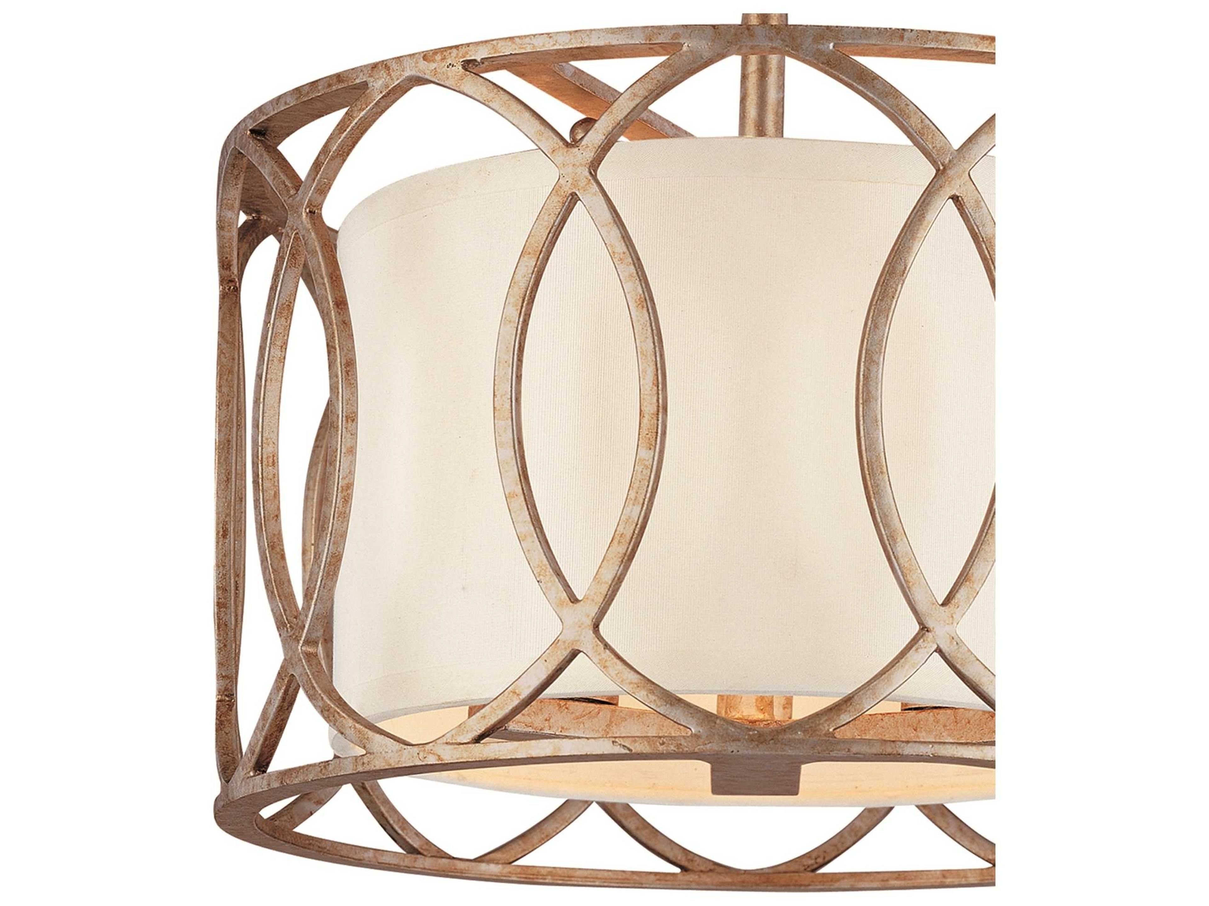 Troy Lighting Sausalito 3-Light Silver Gold Drum Semi Flush Mount