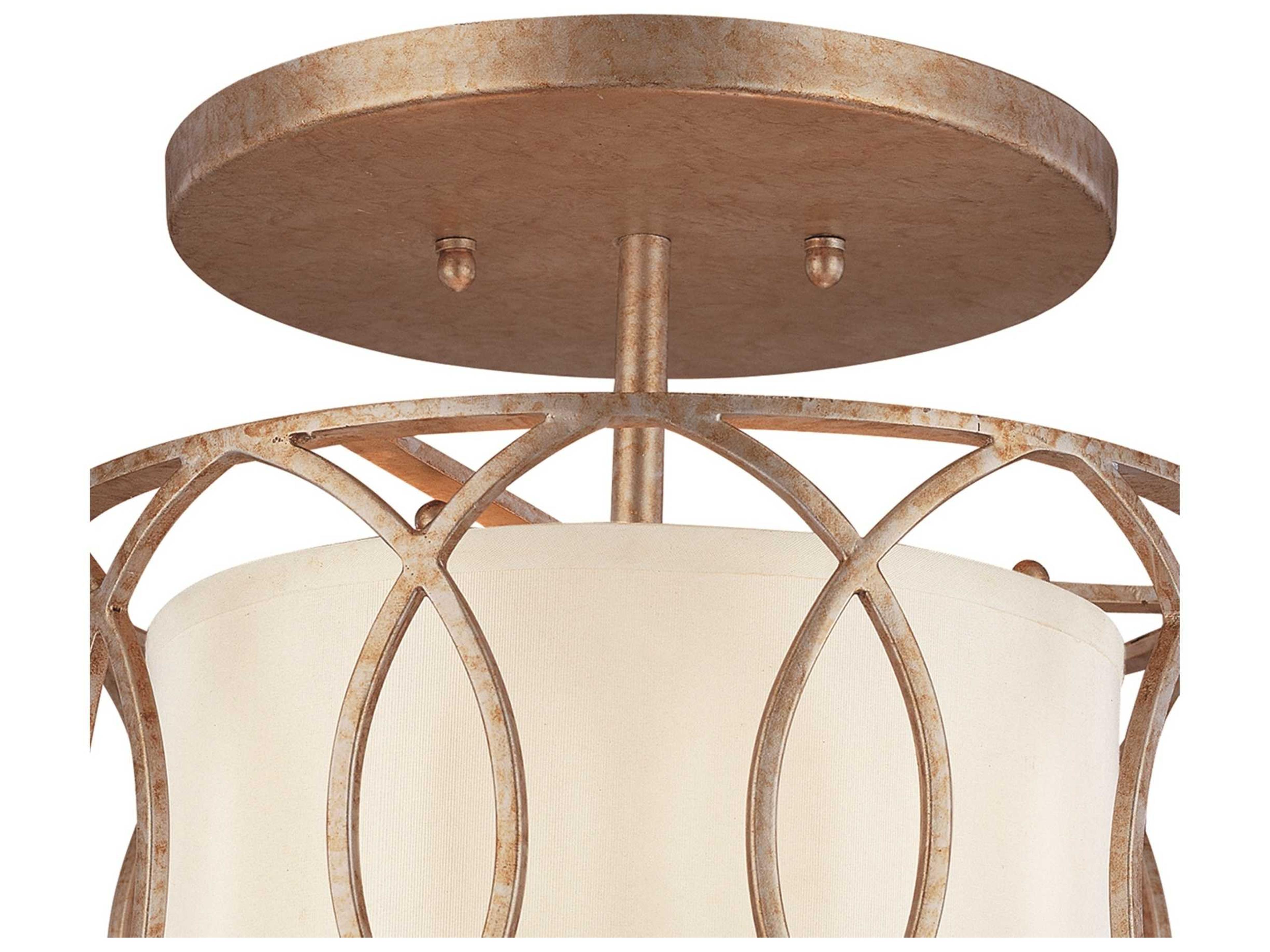 Troy Lighting Sausalito 3-Light Silver Gold Drum Semi Flush Mount