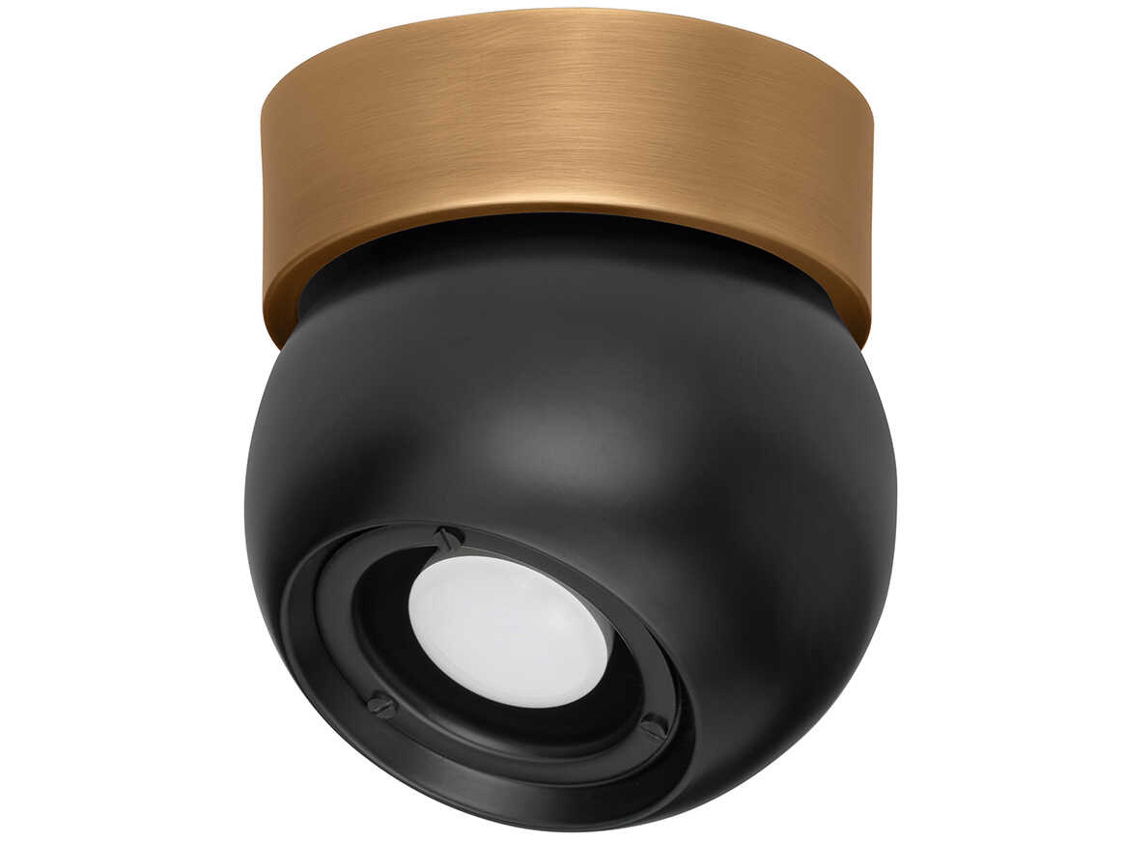Odin 1-Light Patina Brass Soft Black Globe Flush Mount