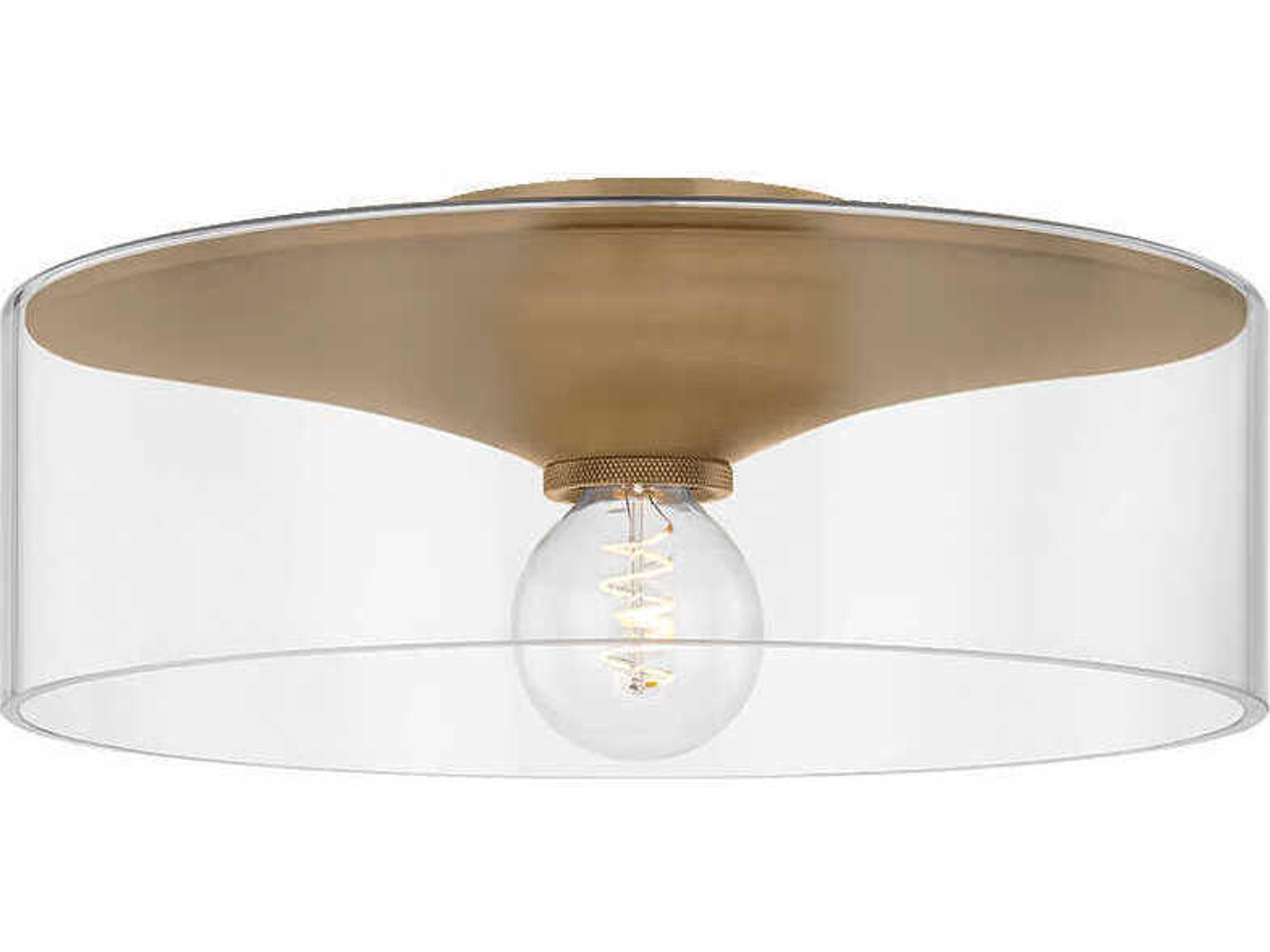 Killian 1-Light Patina Brass Drum Flush Mount