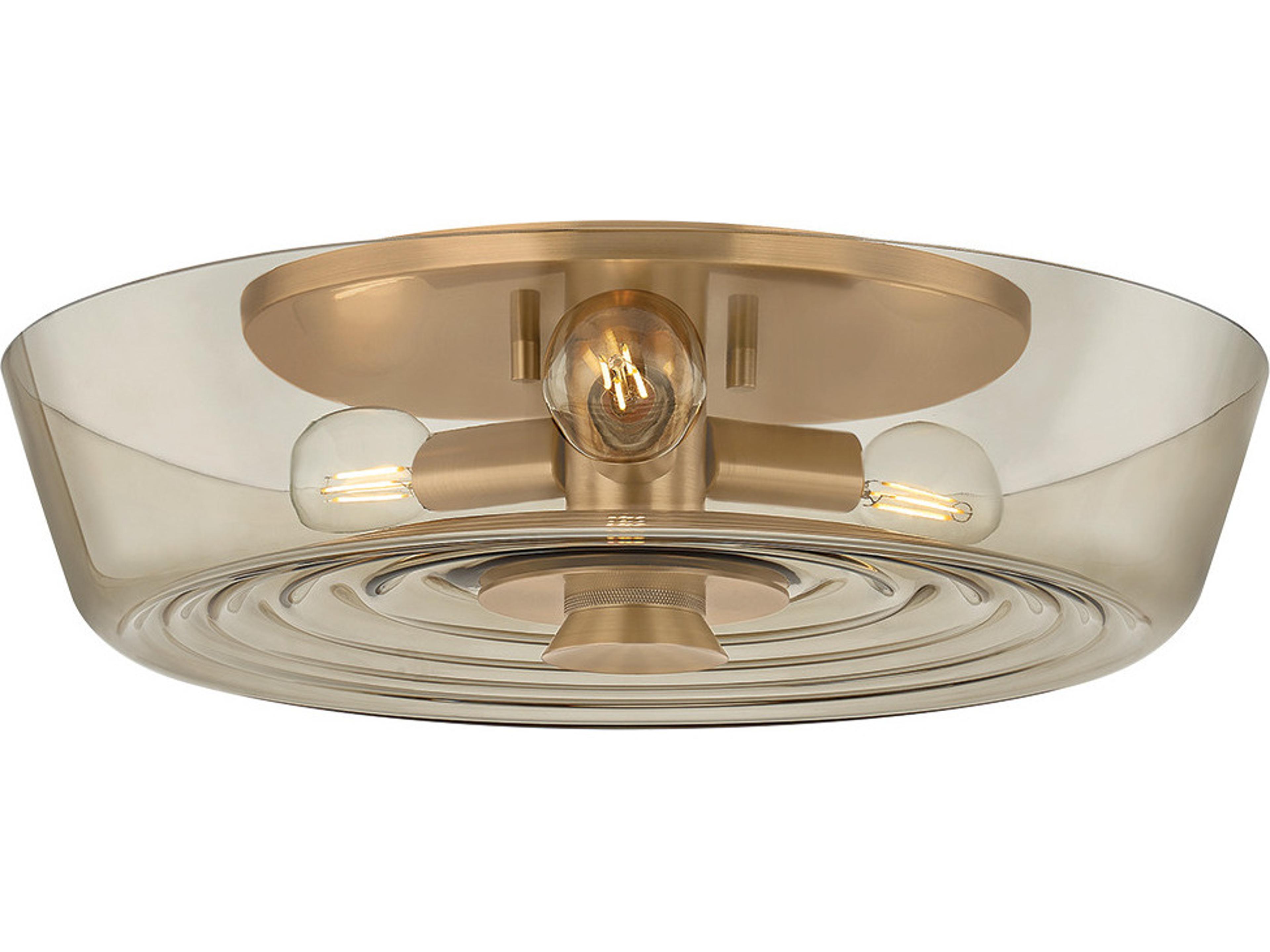Theodore 3-Light Patina Brass Bowl Geometric Flush Mount