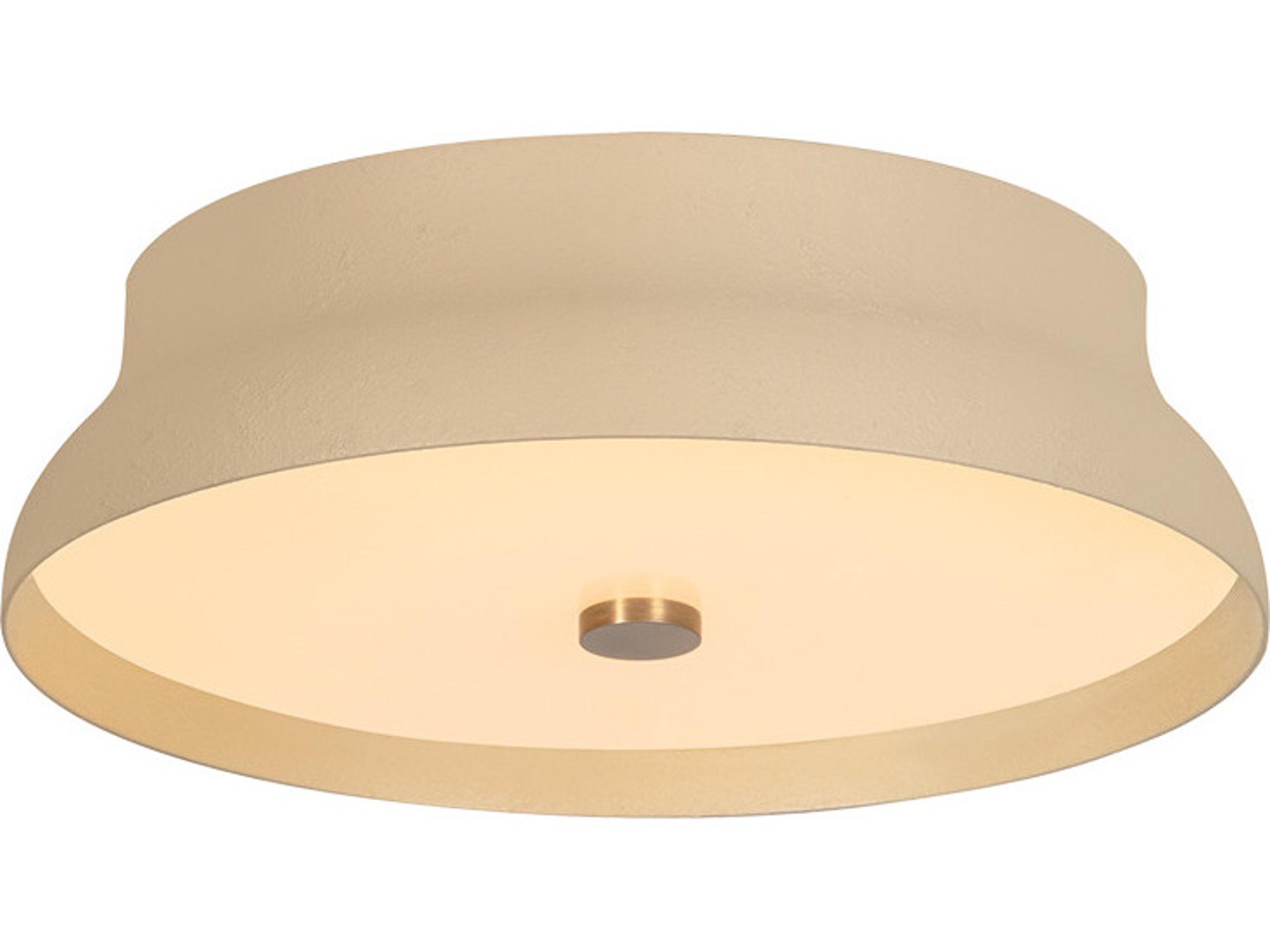 Shore 1-Light Patina Brass Cream Gesso Off White Round Flush Mount
