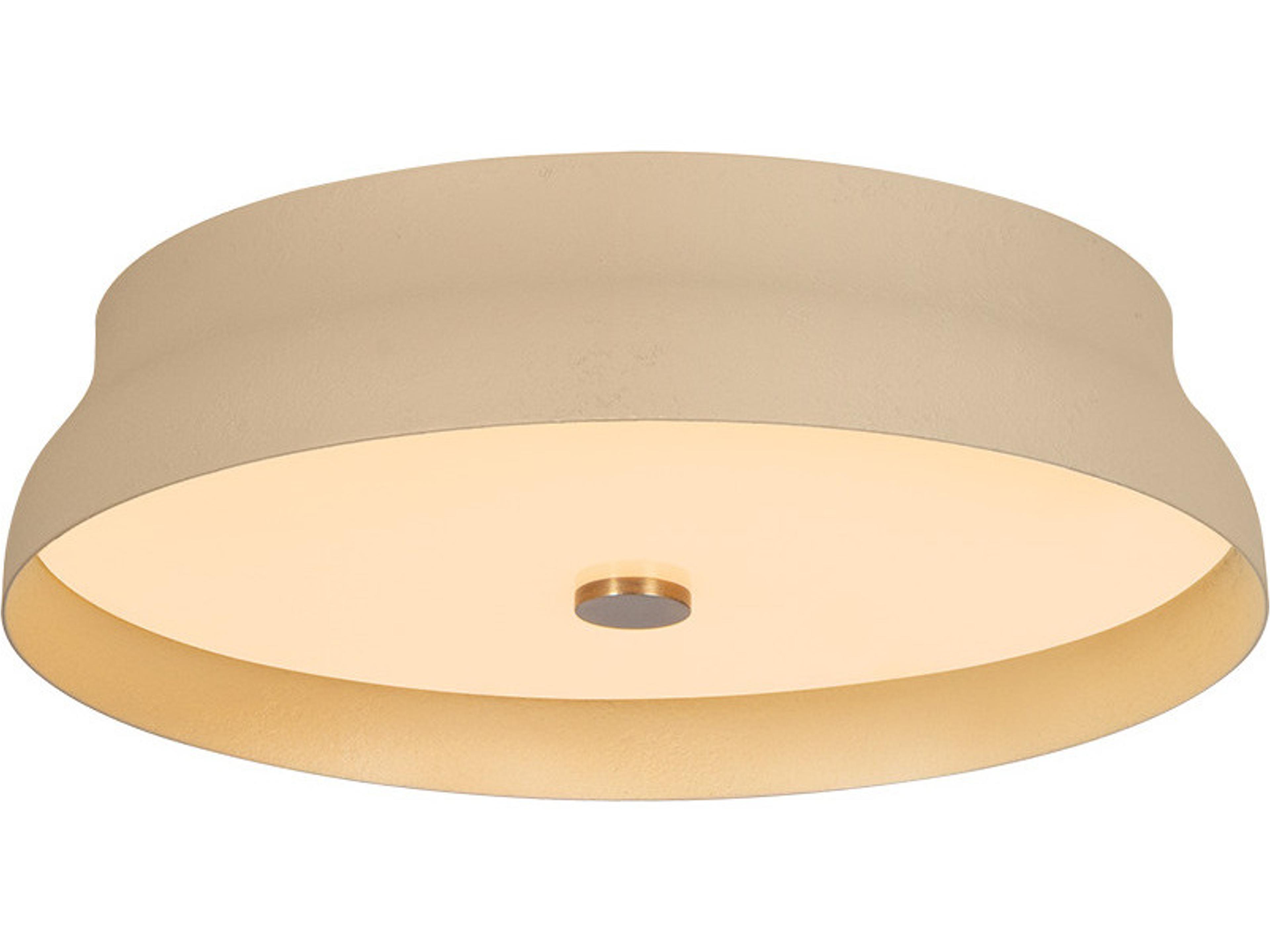 Shore 1-Light Patina Brass Cream Gesso Off White Round Flush Mount