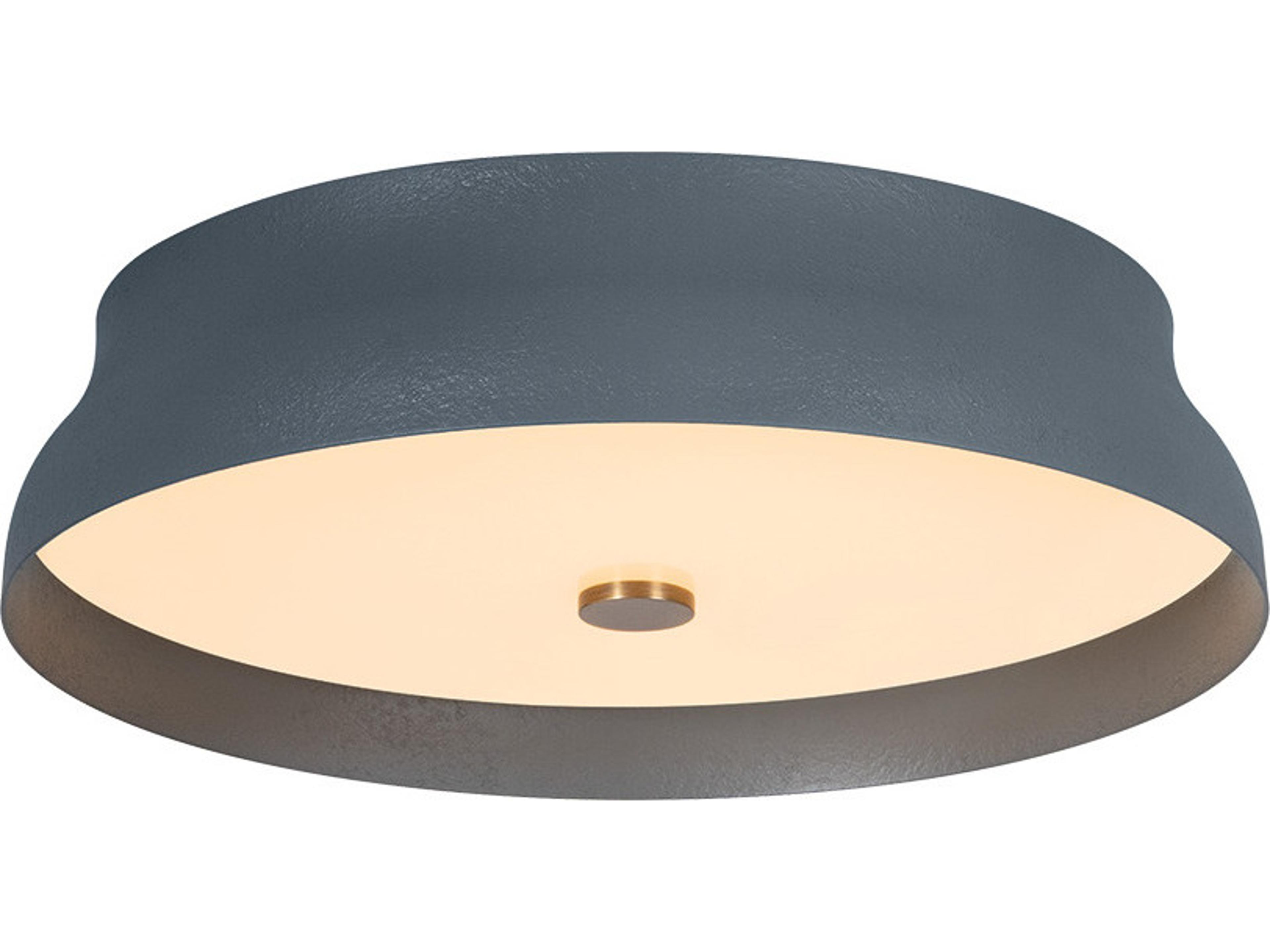 Shore 1-Light Patina Brass Slate Gesso Blue Geometric Round Flush Mount