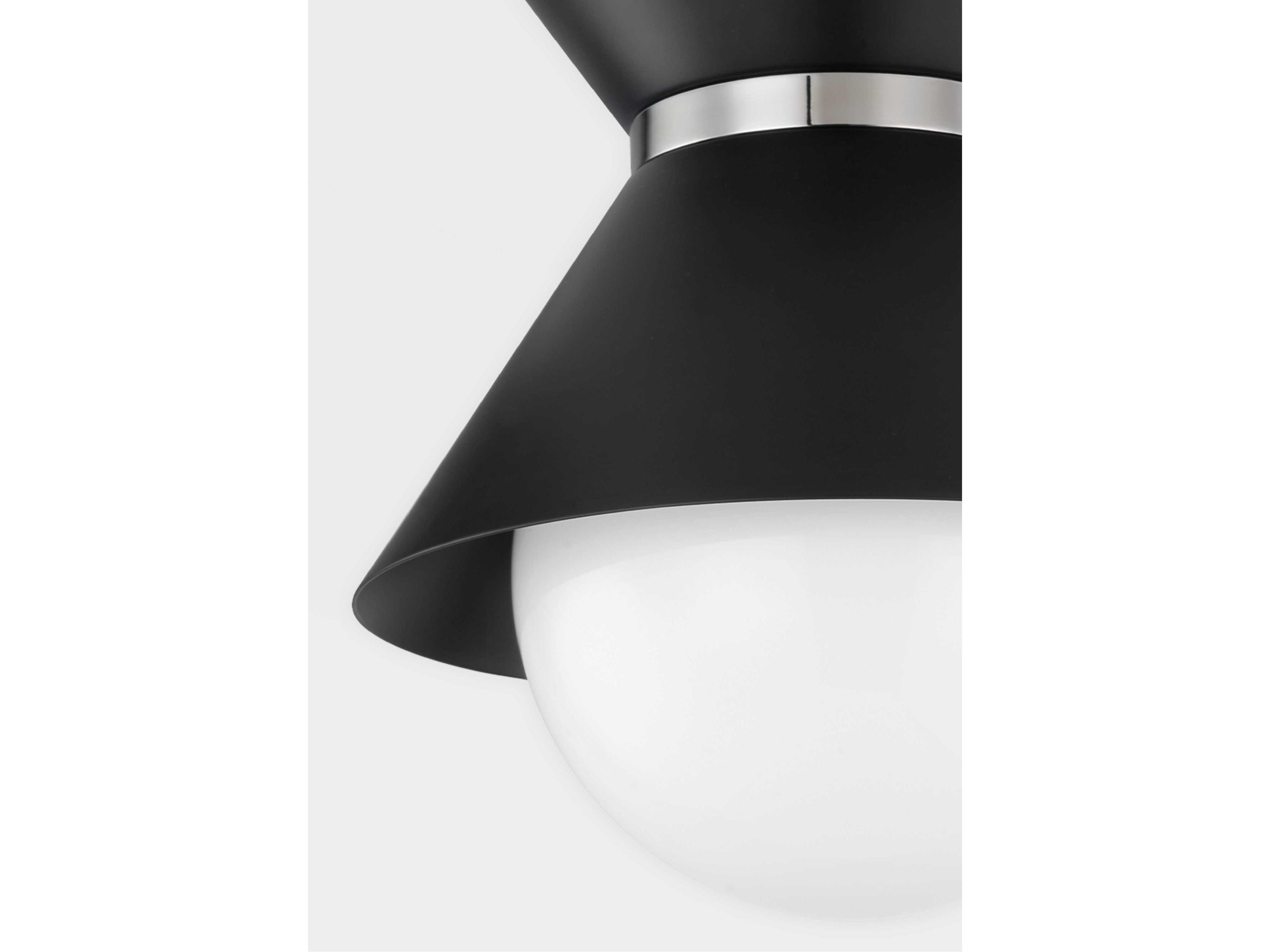 Troy Lighting Scout 1-Light Soft Black Polished Nickel Glass Globe Flush Mount