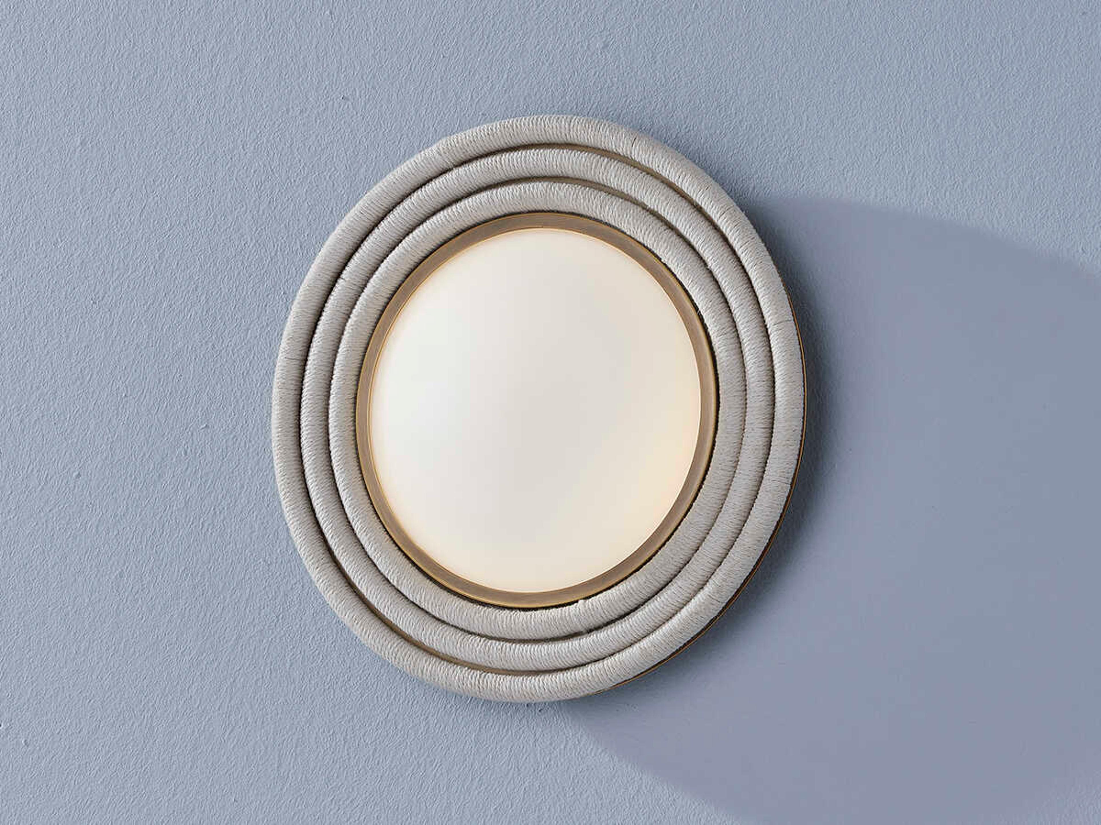 Troy Lighting Zion 1-Light Patina Brass White Glass LED Round Flush Mount