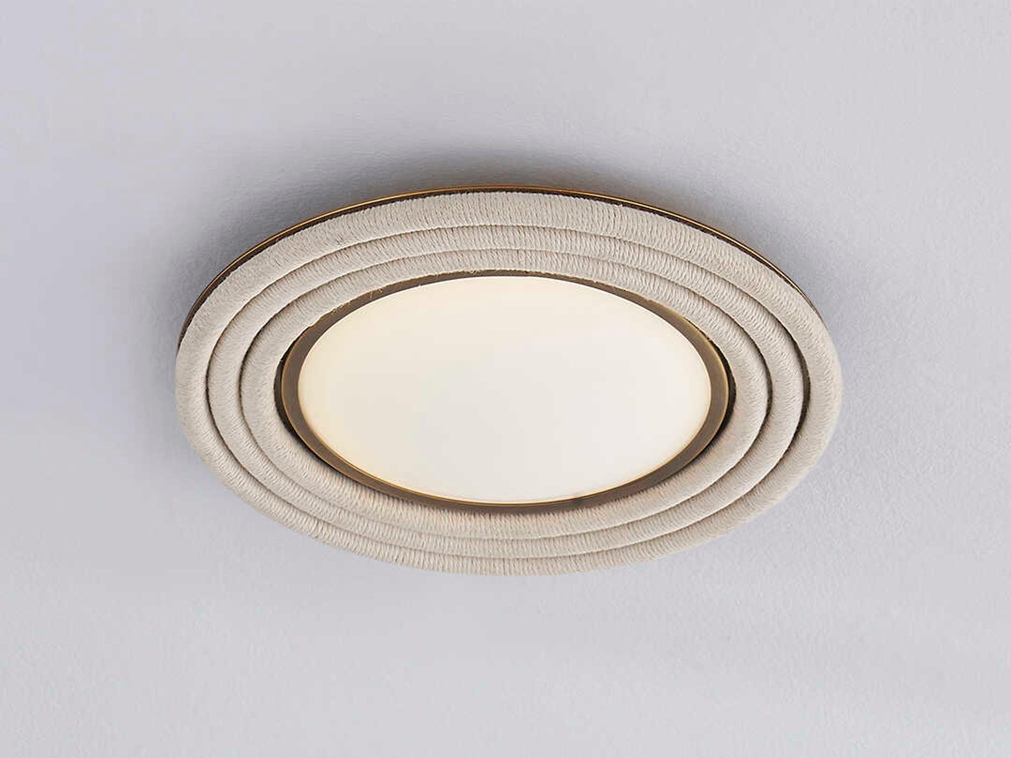 Troy Lighting Zion 1-Light Patina Brass White Glass LED Round Flush Mount