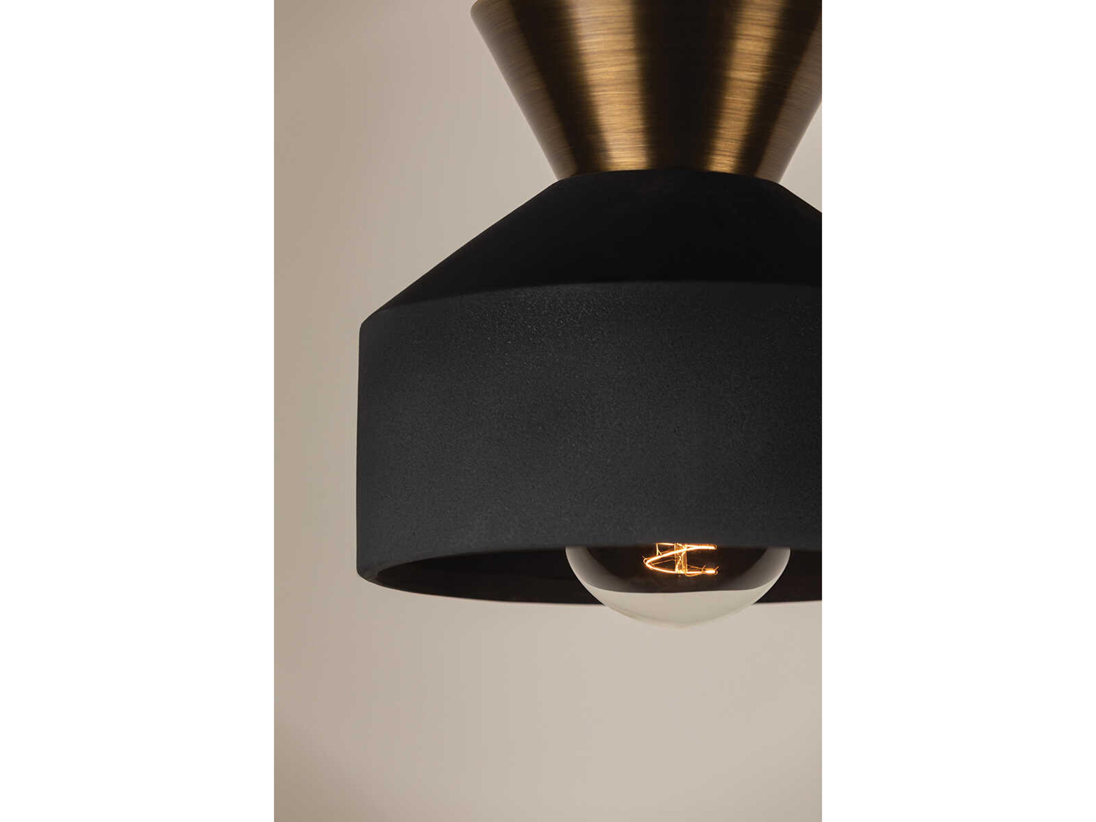 Troy Lighting Covina 1-Light Patina Brass Black Flush Mount