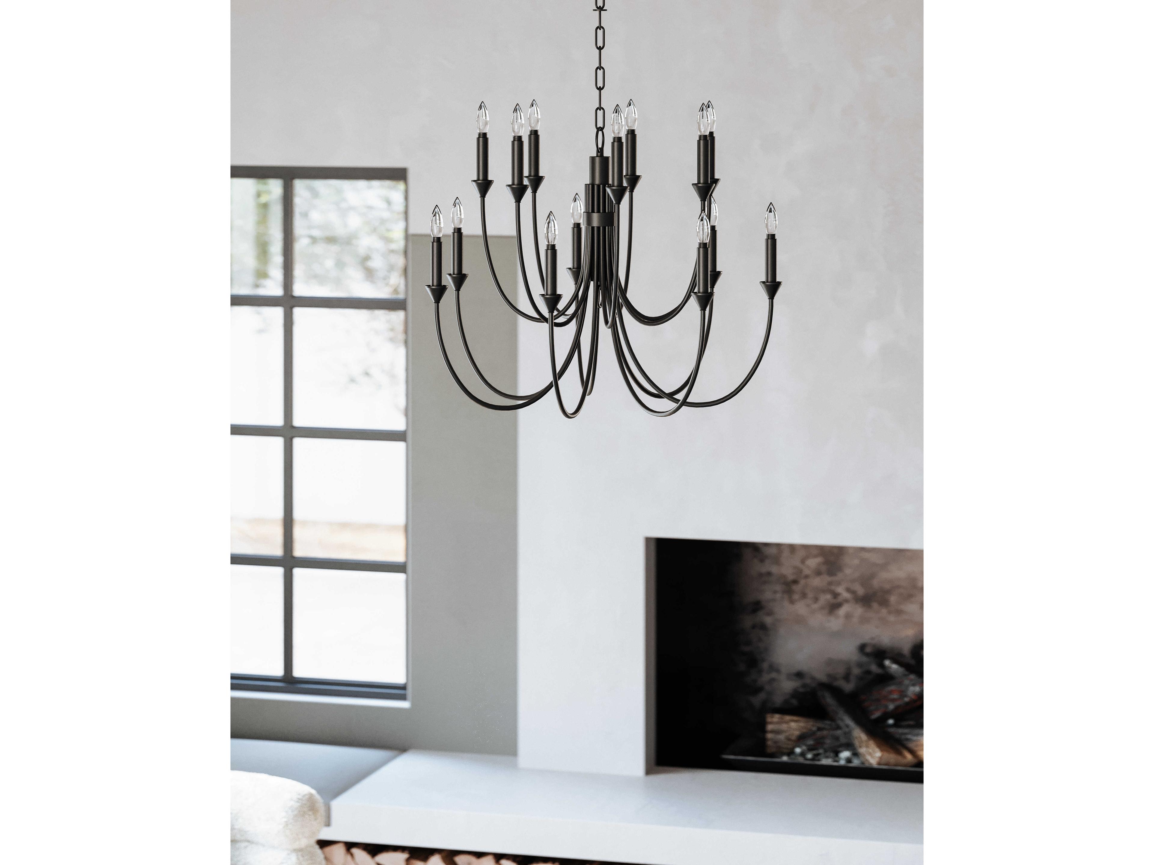 Troy Lighting Cate 14-Light Forged Iron Black Candelabra Tiered Chandelier