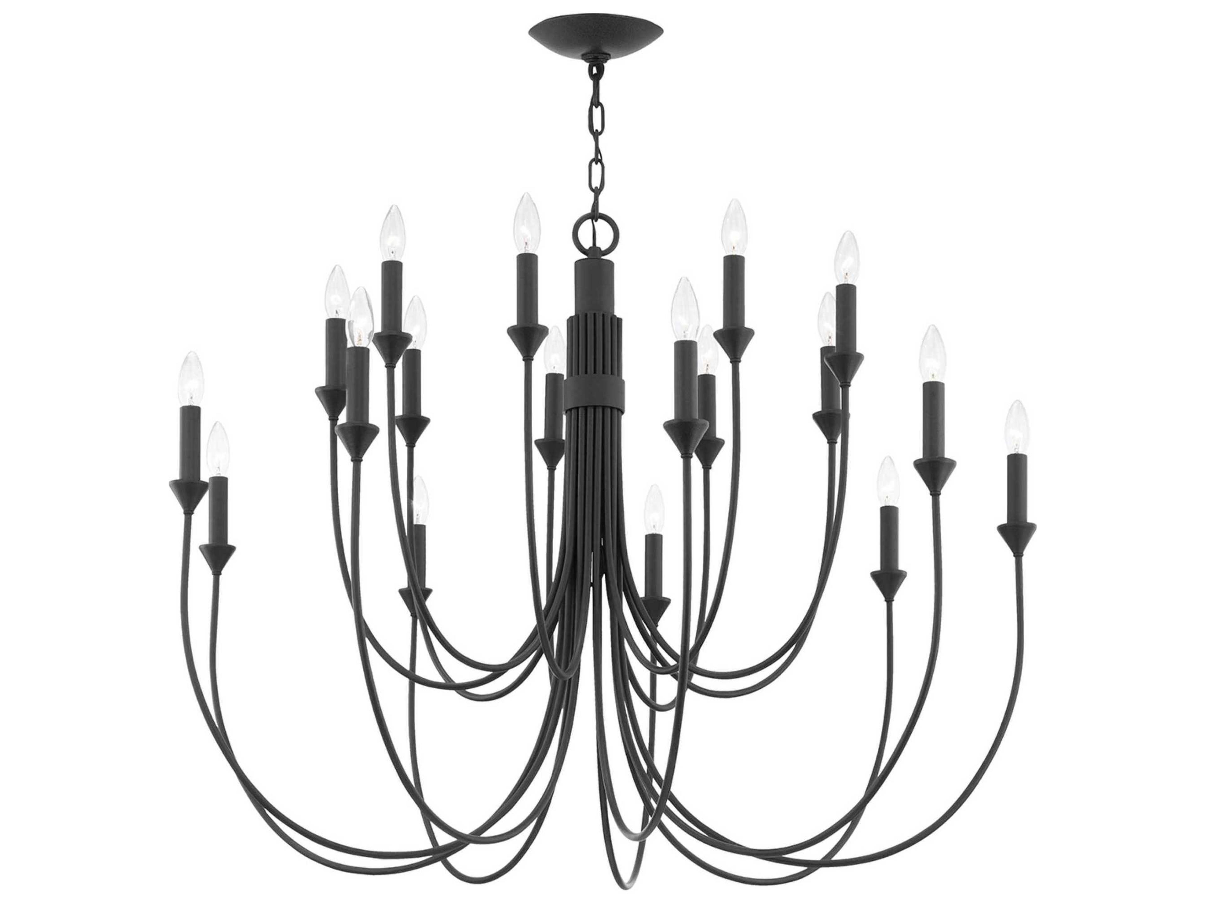 Cate 18-Light8-Light Forged Iron Black Candelabra Tiered Chandelier
