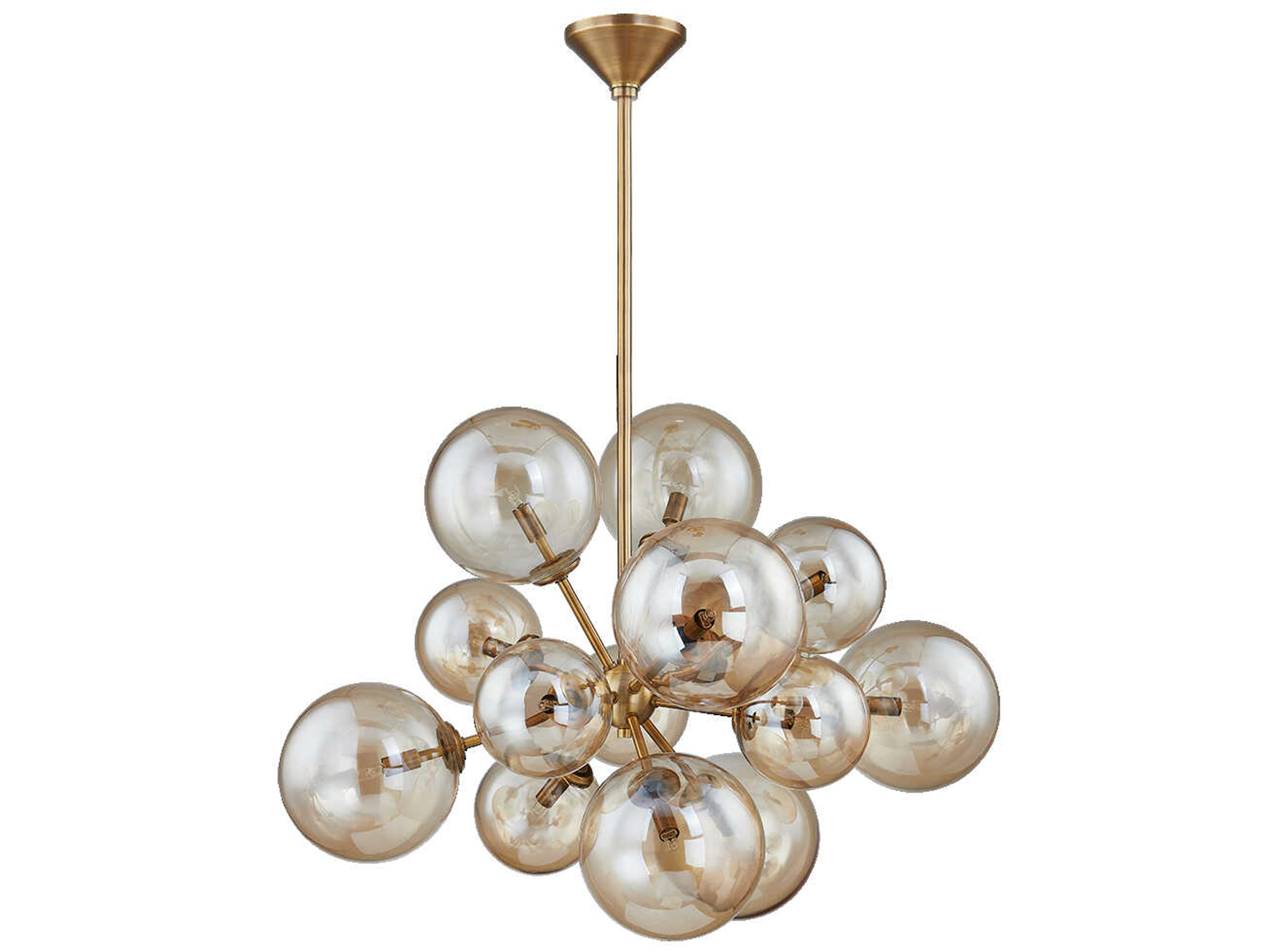 Santee 13-Light Patina Brass Glass Globe Sputnik Chandelier