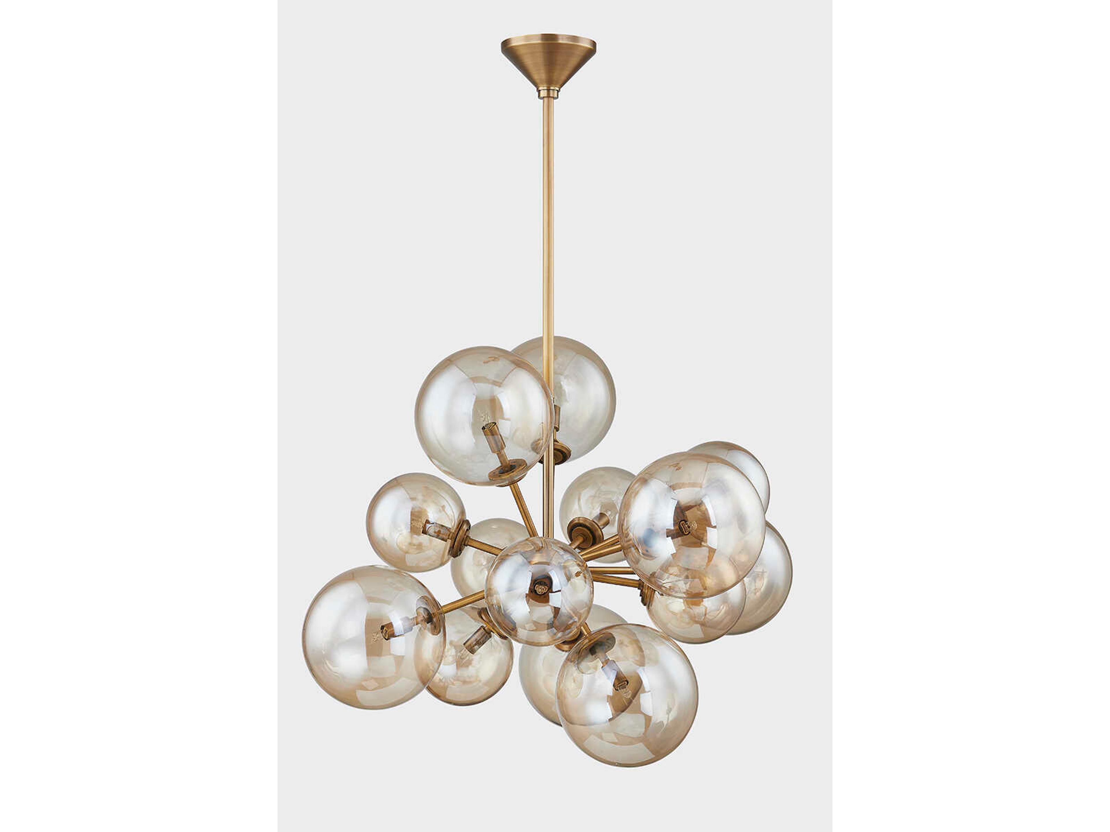 Troy Lighting Santee 13-Light Patina Brass Glass Globe Sputnik Chandelier