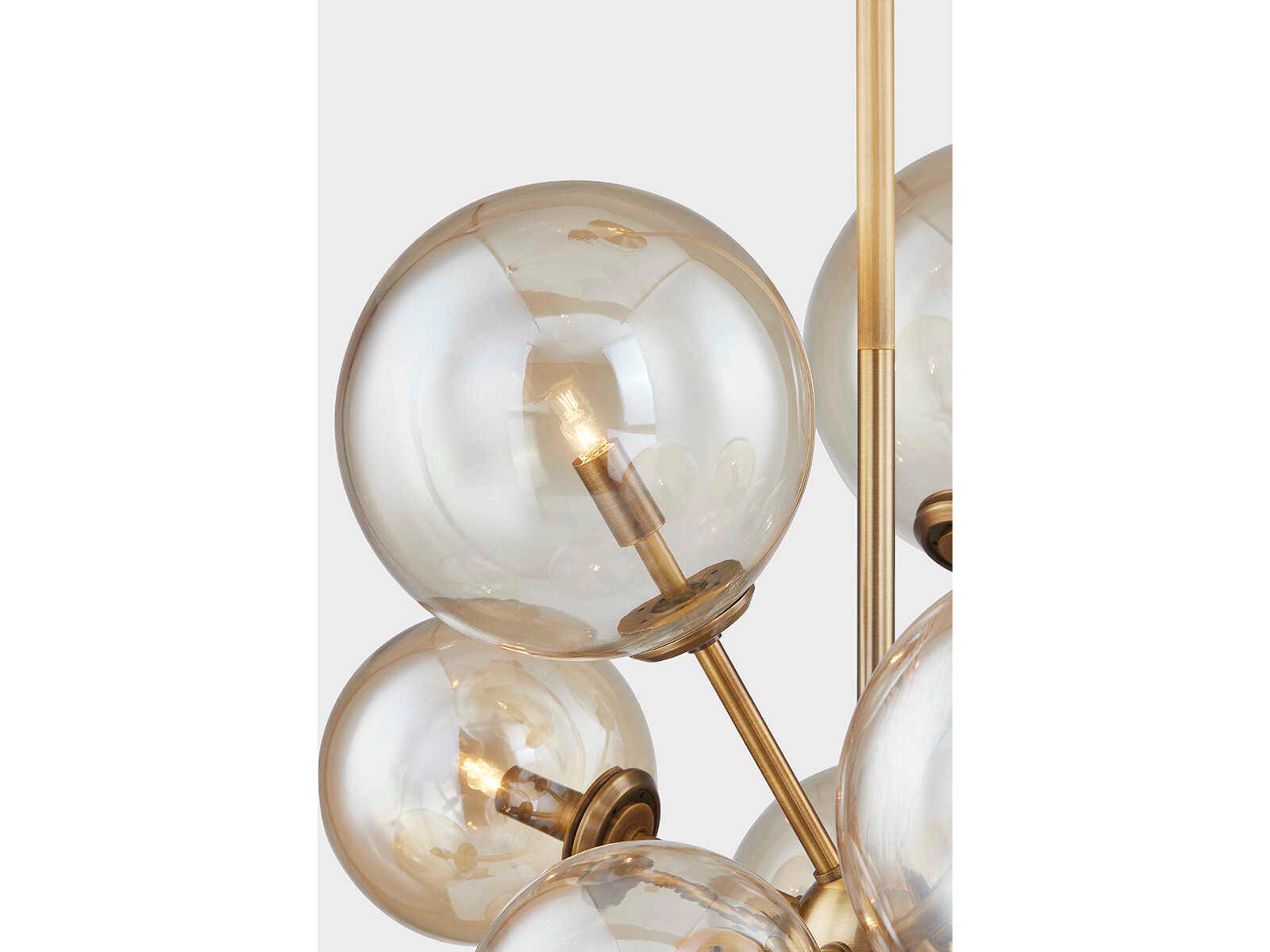 Troy Lighting Santee 13-Light Patina Brass Glass Globe Sputnik Chandelier
