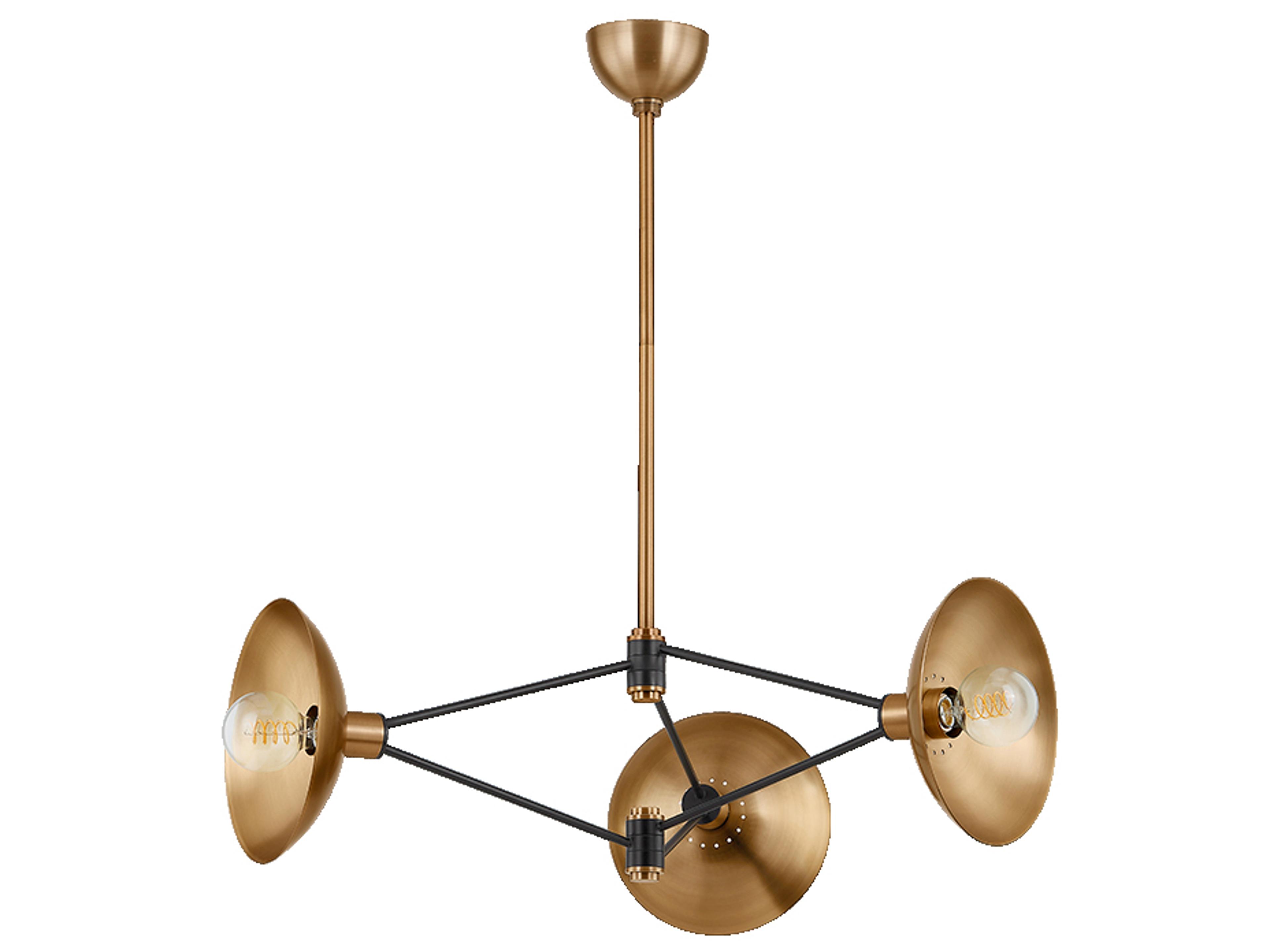 Axel 3-Light Patina Brass Soft Black Chandelier