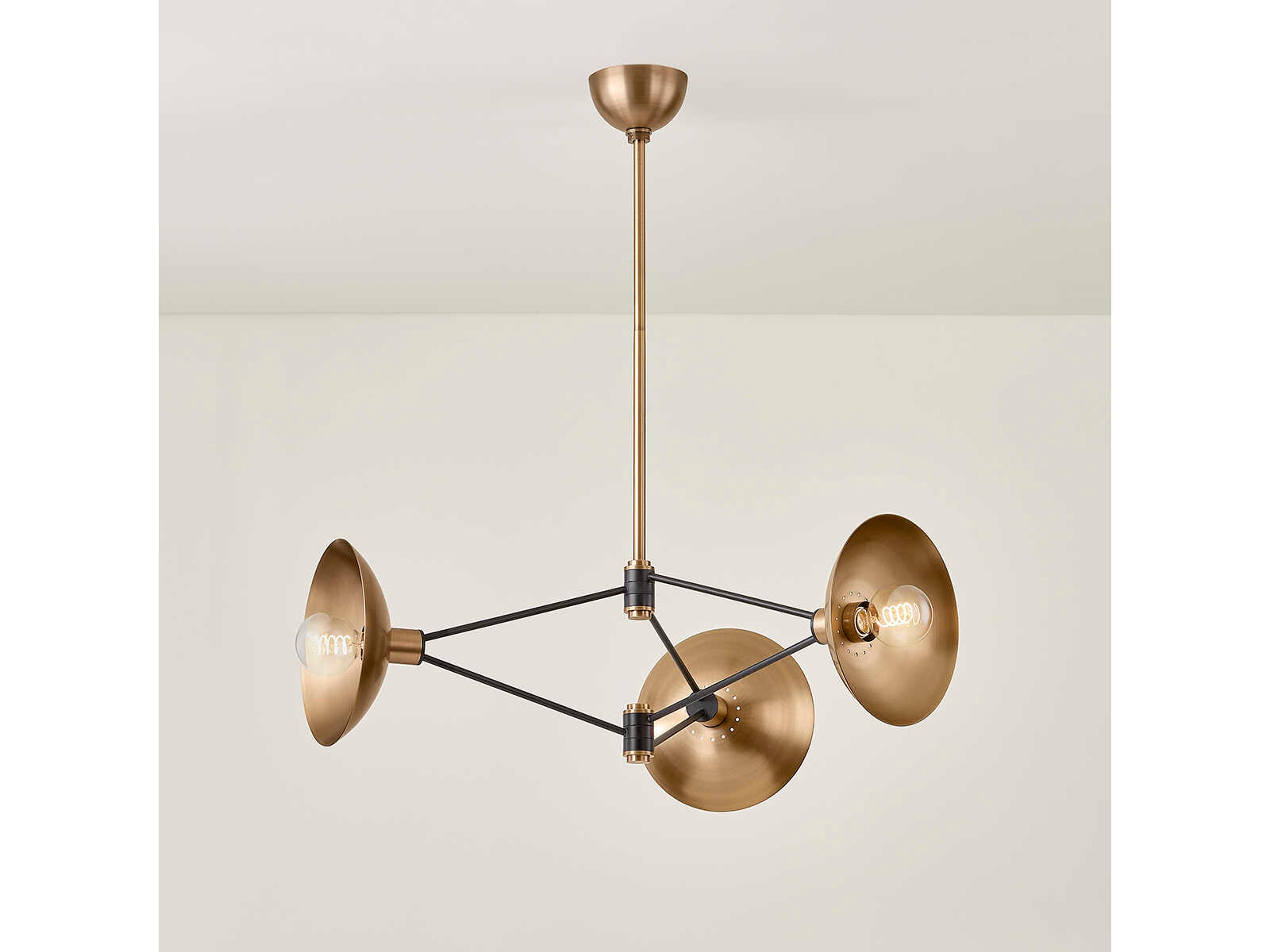 Troy Lighting Axel 3-Light Patina Brass Soft Black Chandelier