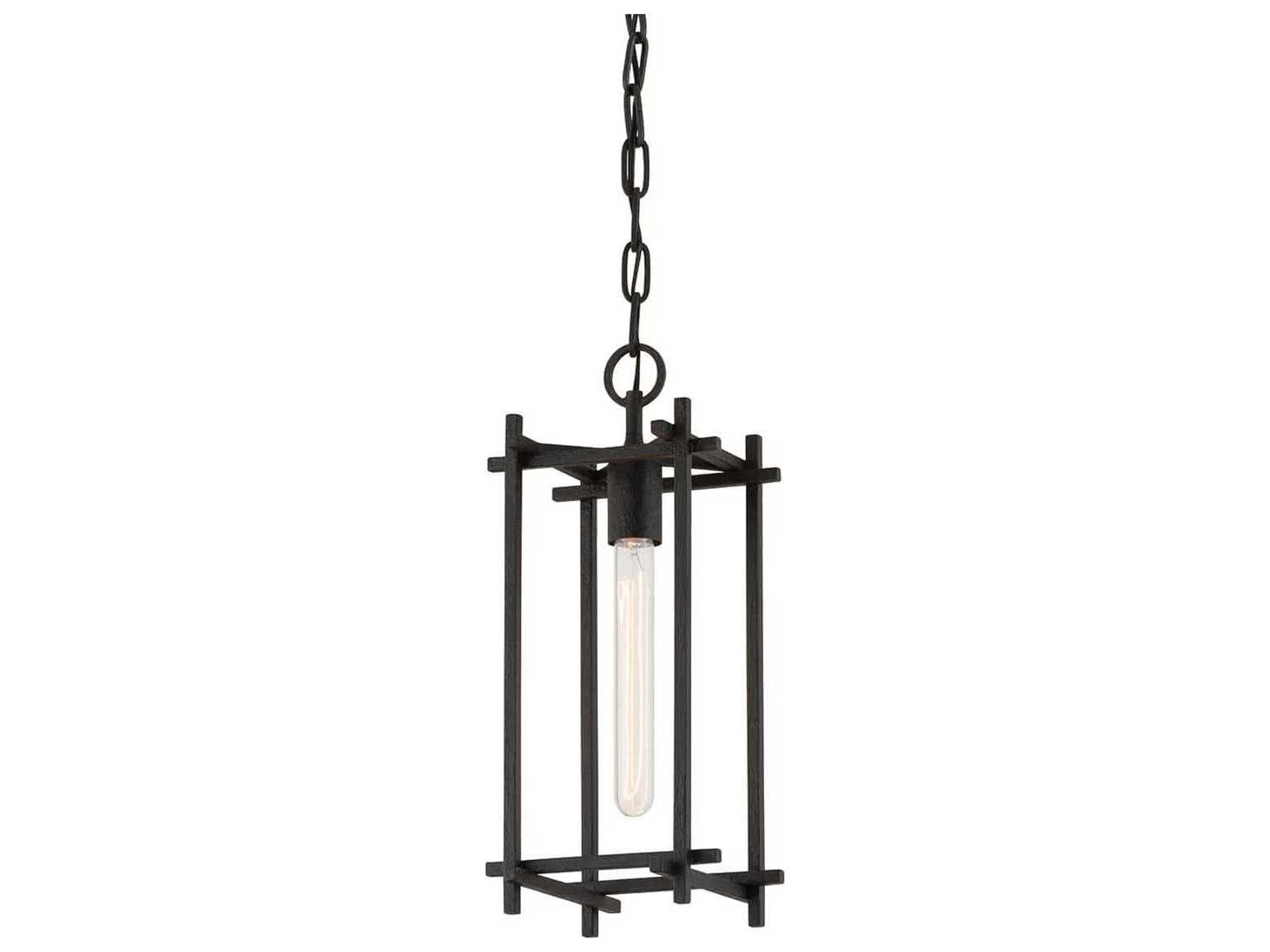 Huck 1-Light Black Geometric Lantern Mini Pendant