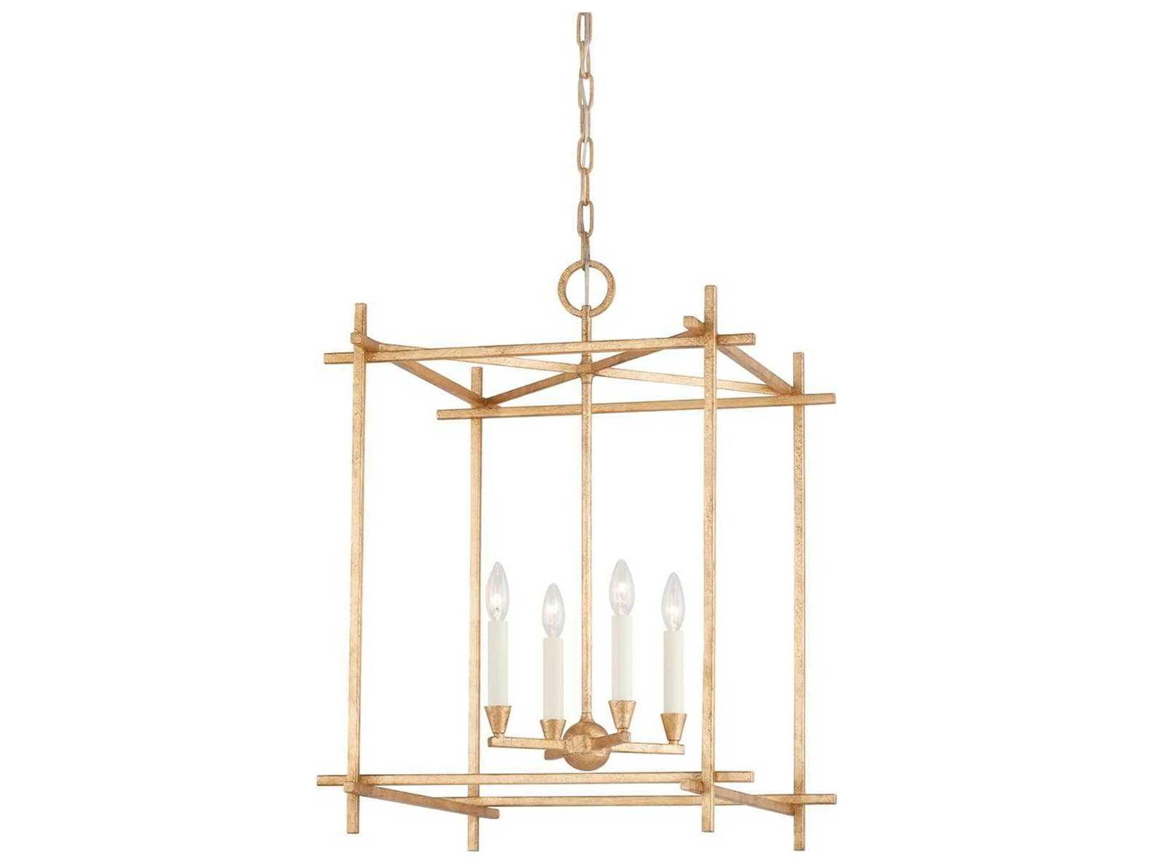 Huck 4-Light Gold Candelabra Geometric Lantern Chandelier