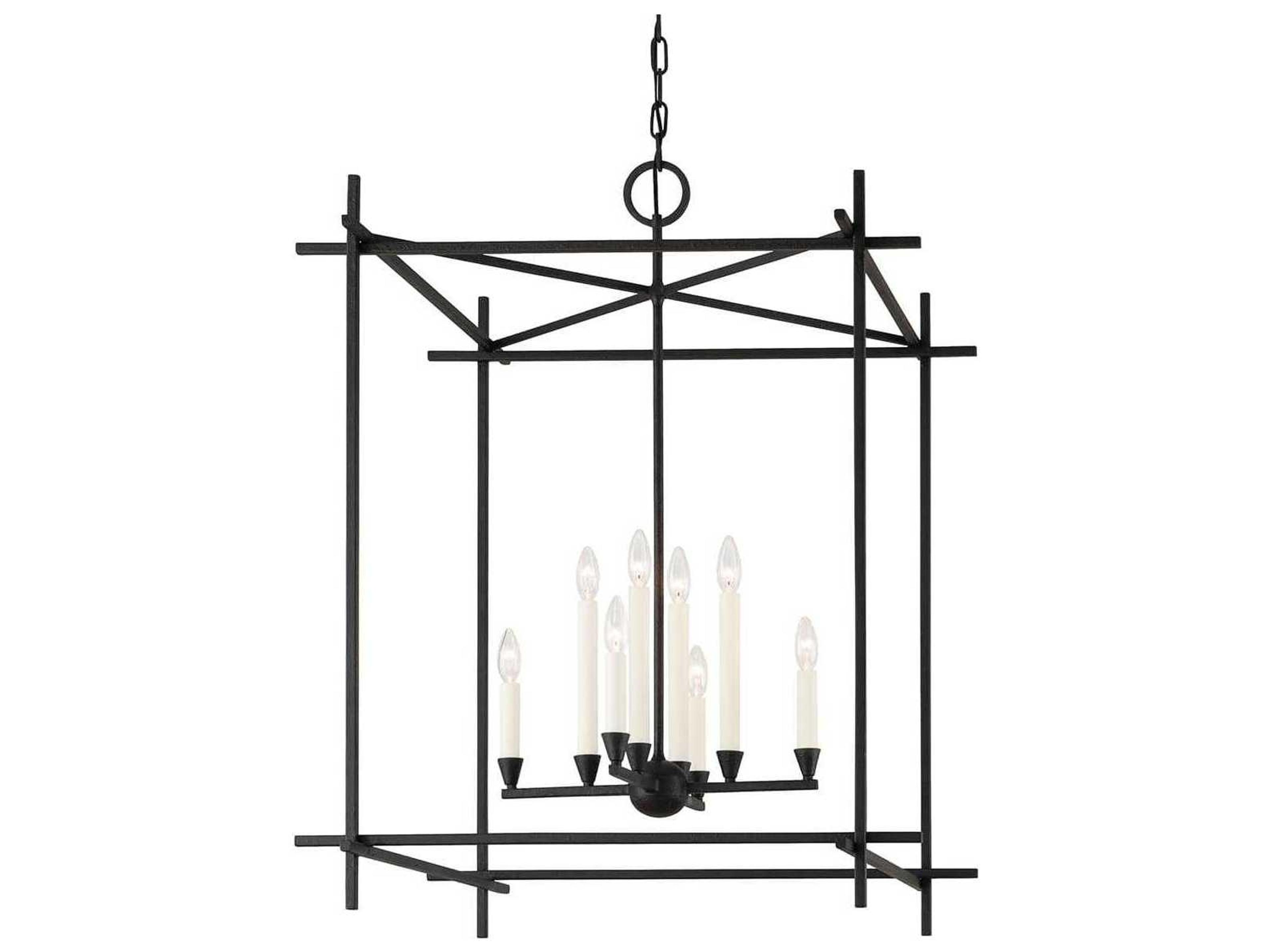 Huck 8 Light Foyer Lantern in Black Iron