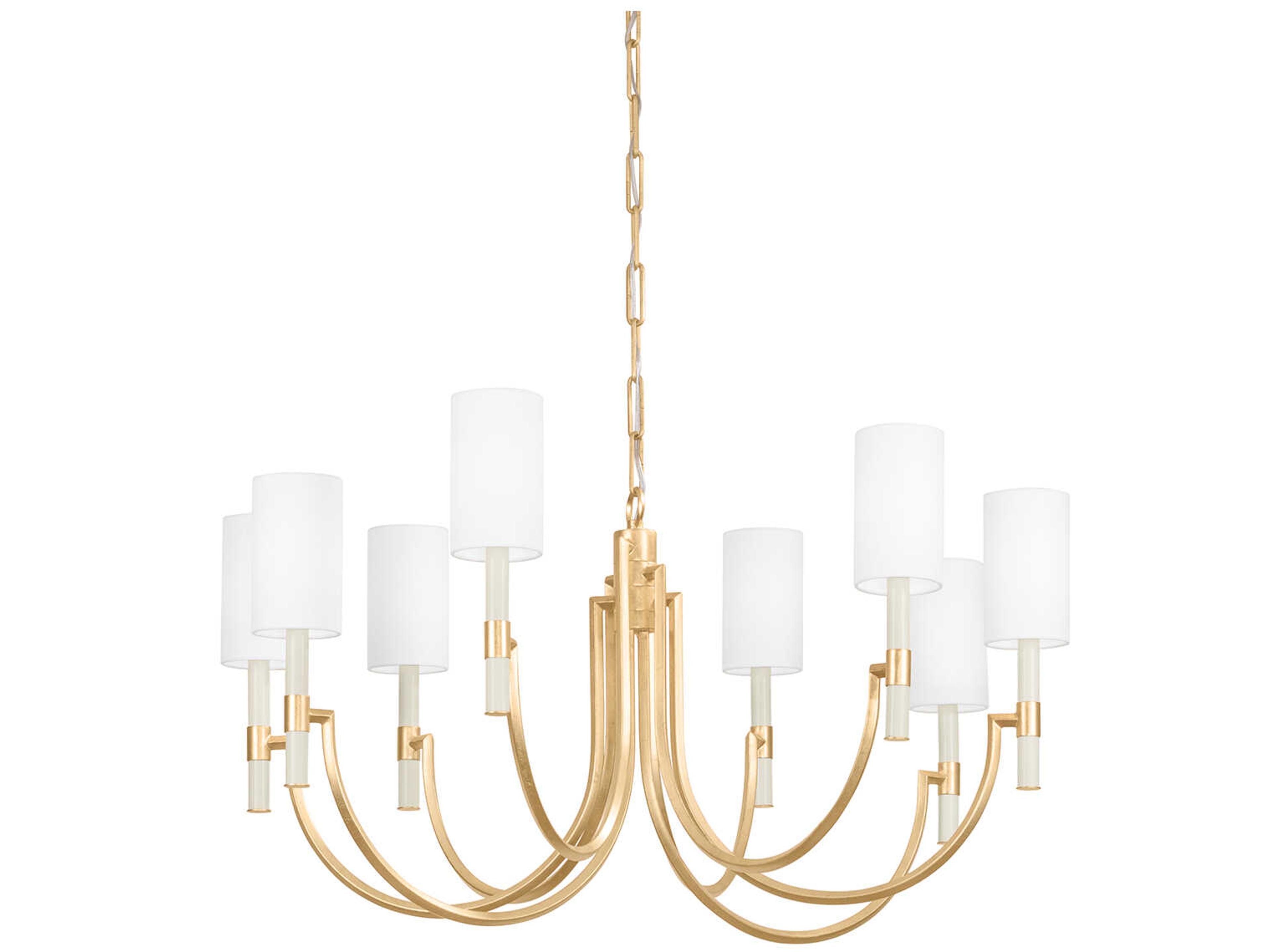 Gustine 8-Light Vintage Gold Leaf Candelabra Chandelier