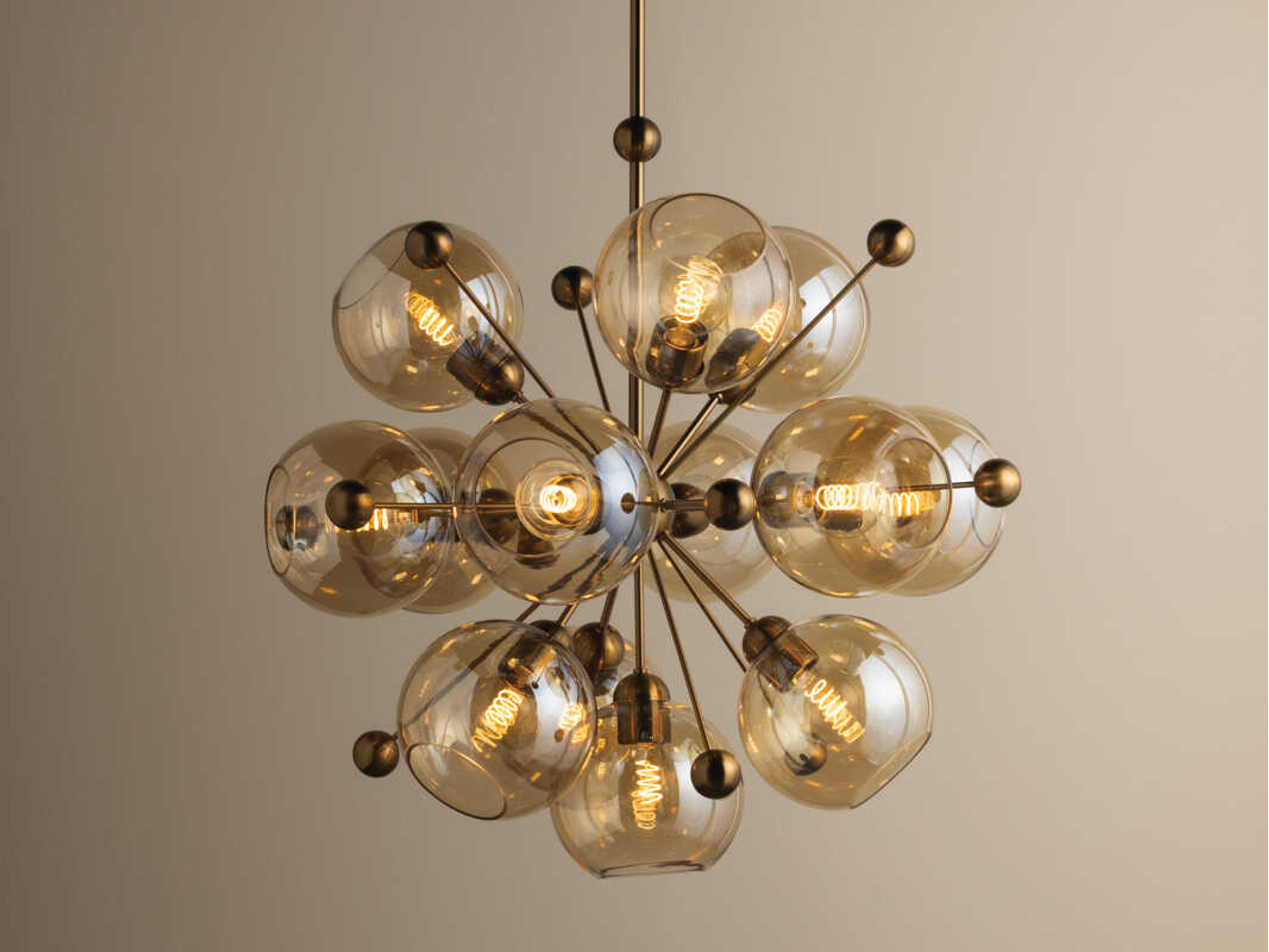 Troy Lighting Ellory 13-Light Patina Brass Globe Sputnik Chandelier