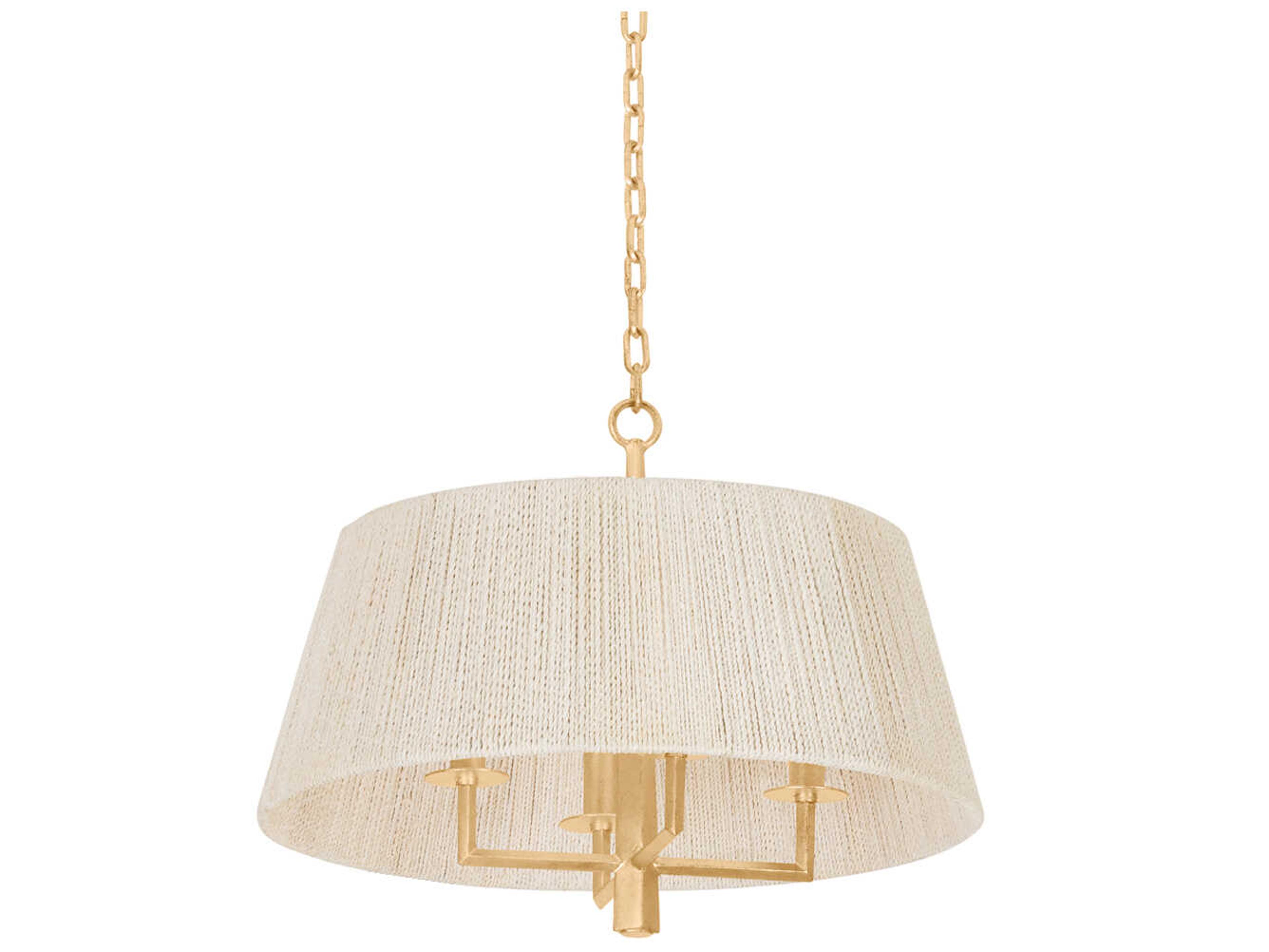 Azar 4-Light Vintage Gold Leaf Drum Pendant