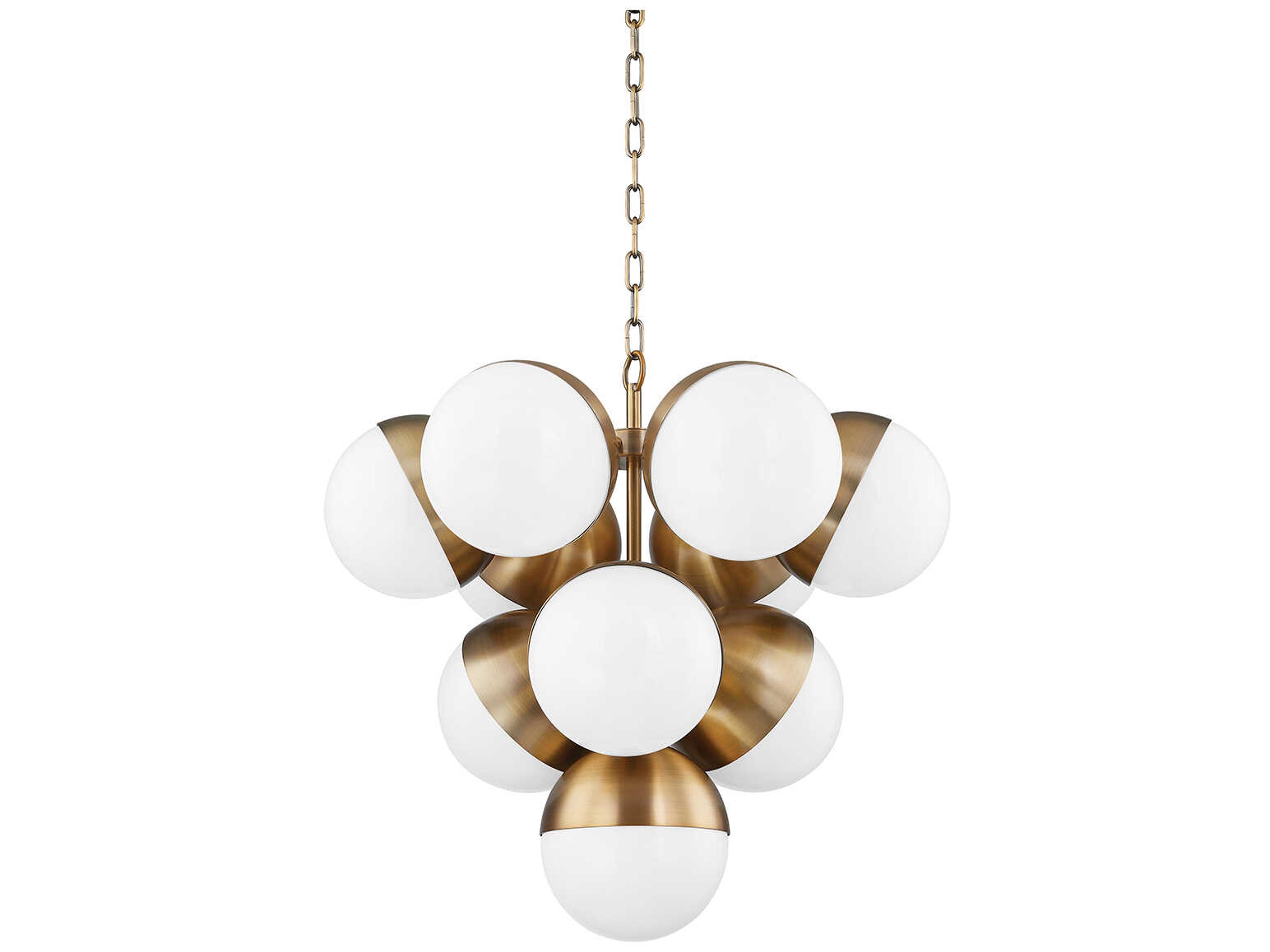Cupertino 7-Light Patina Brass Glass Globe Chandelier