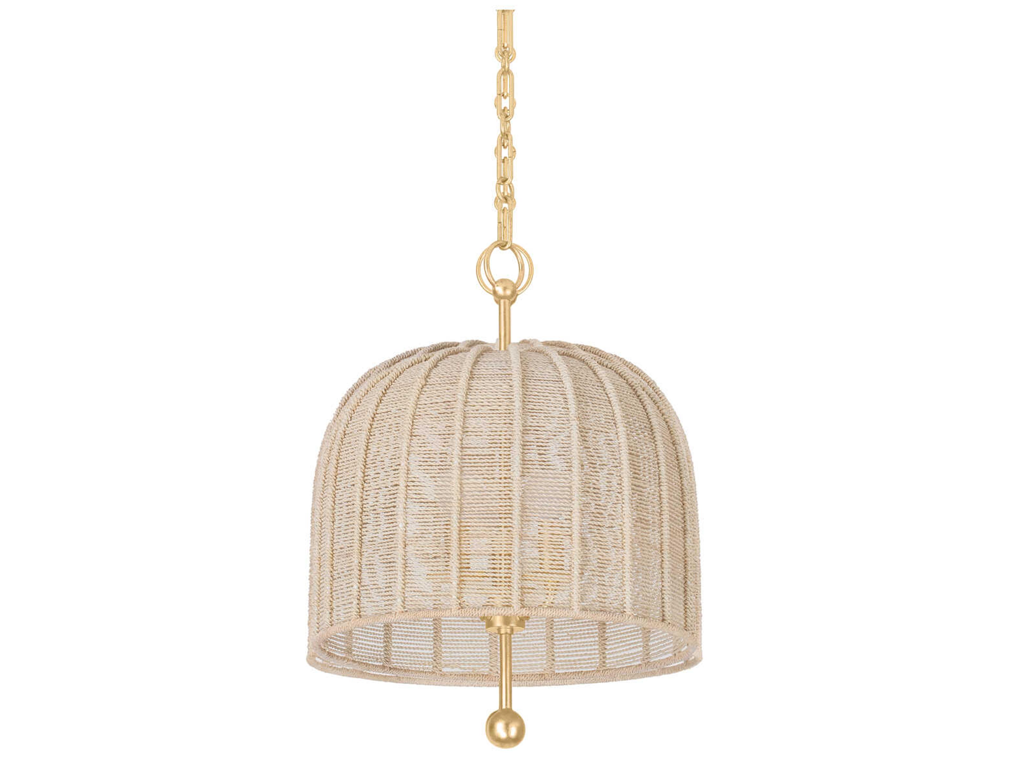 Lonnie 3-Light Vintage Gold Leaf Dome Pendant