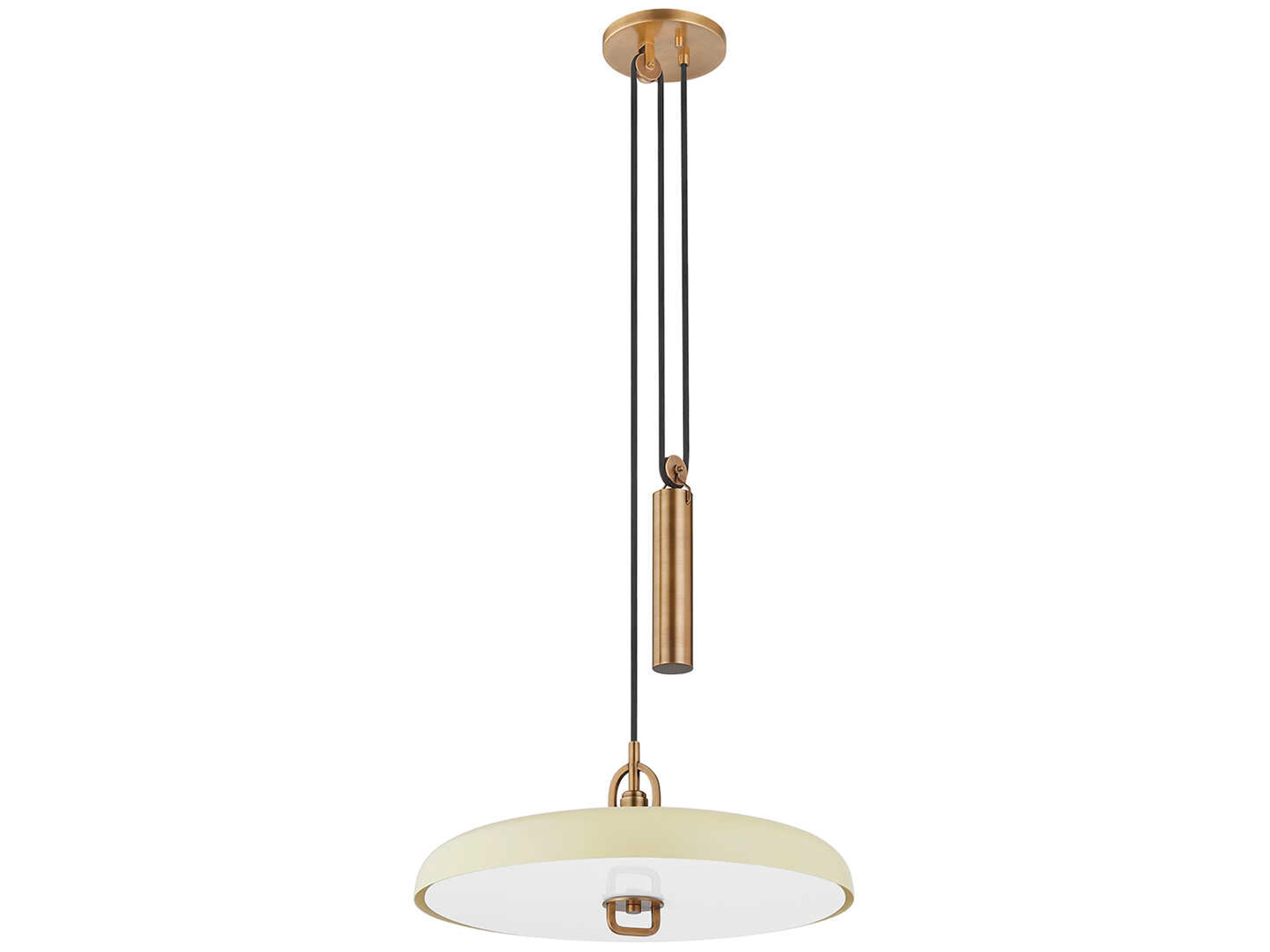 Plummet 1-Light Patina Brass Soft Sand Off White LED Pendant