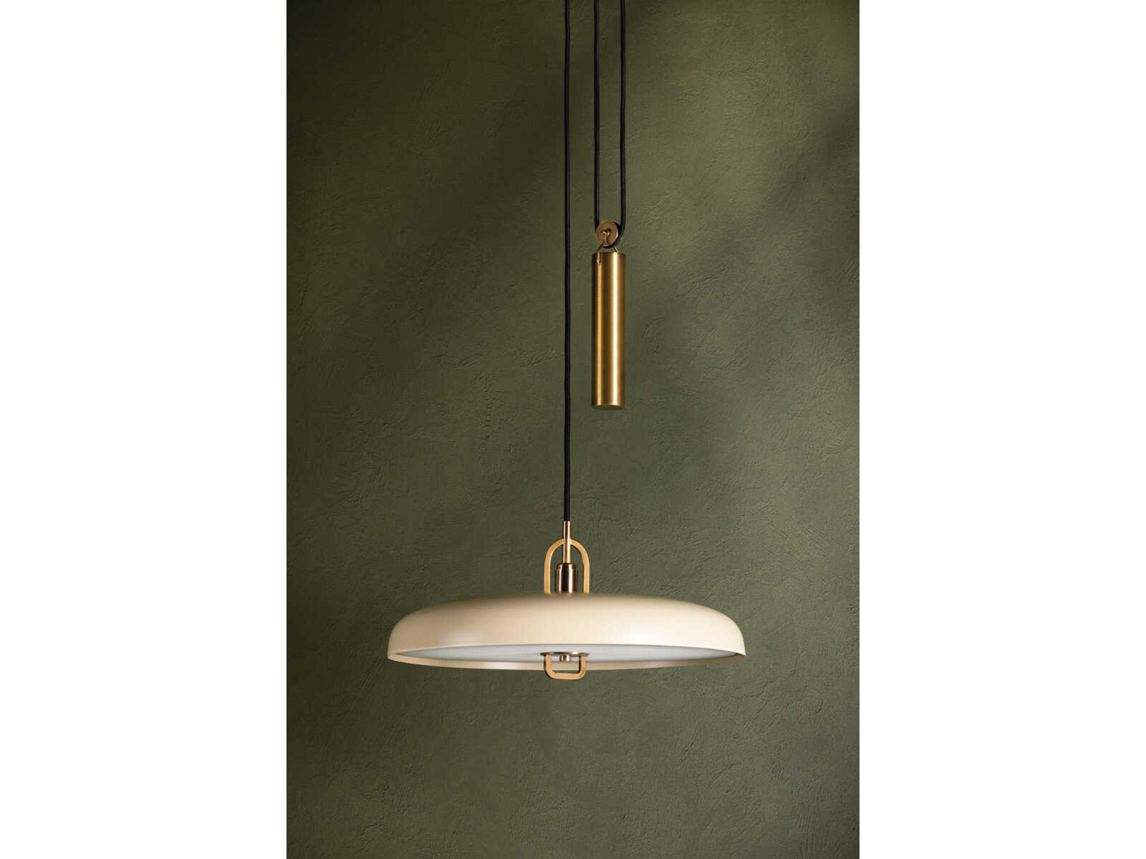 Troy Lighting Plummet 1-Light Patina Brass Soft Sand Off White LED Pendant