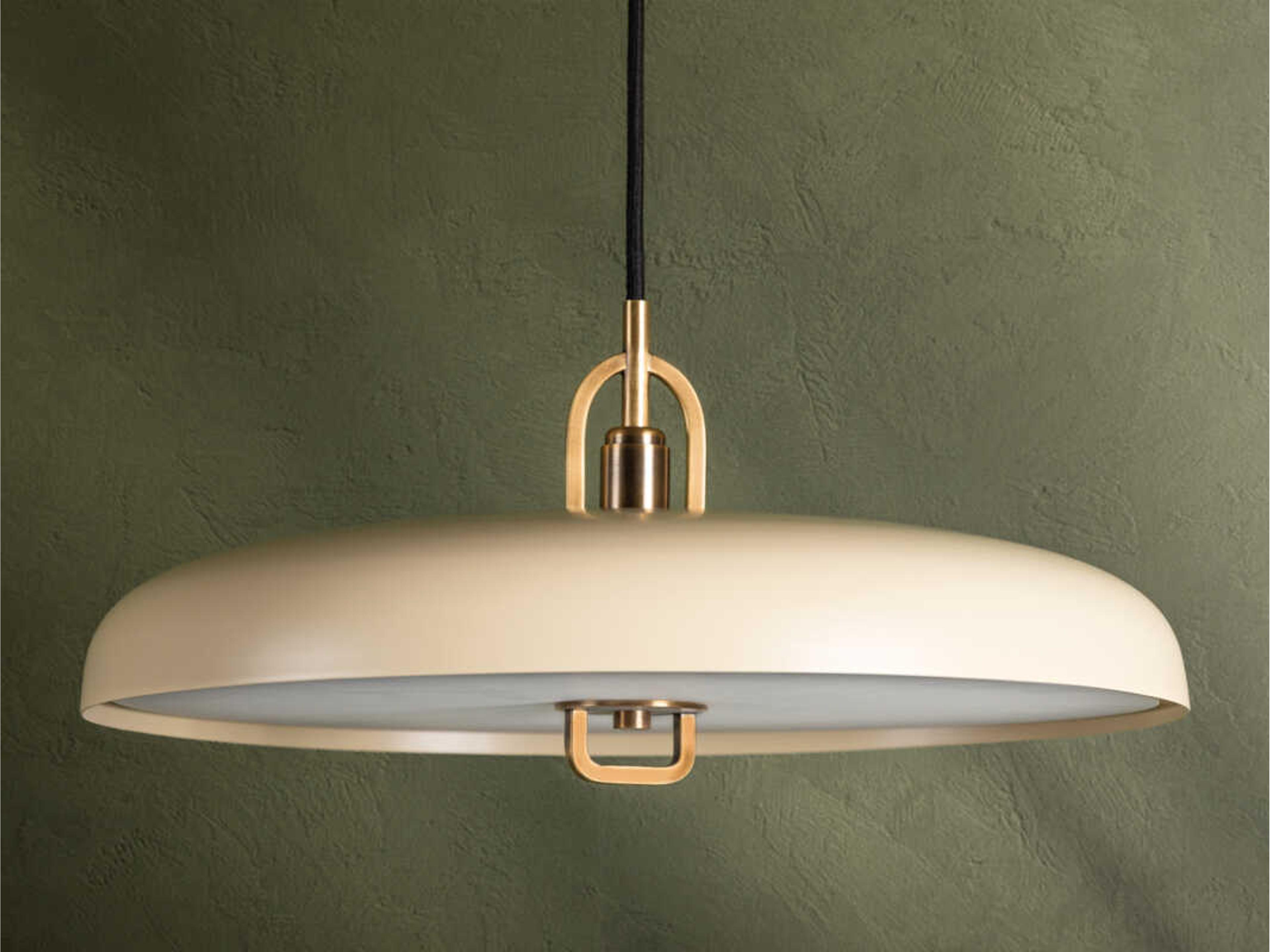 Troy Lighting Plummet 1-Light Patina Brass Soft Sand Off White LED Pendant