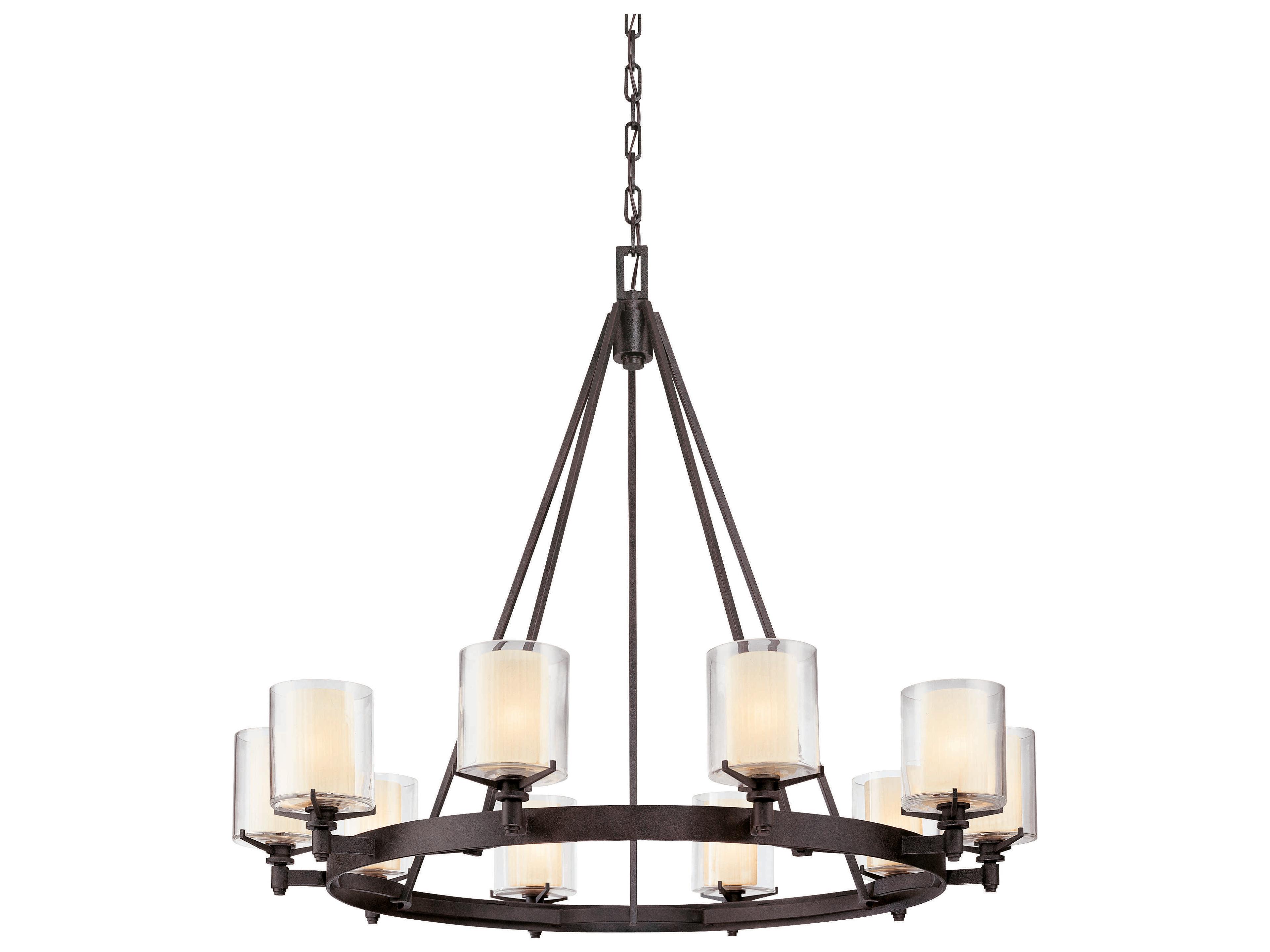 Troy Lighting Arcadia 10-Light French Iron Black Glass Candelabra Cylinder Chandelier