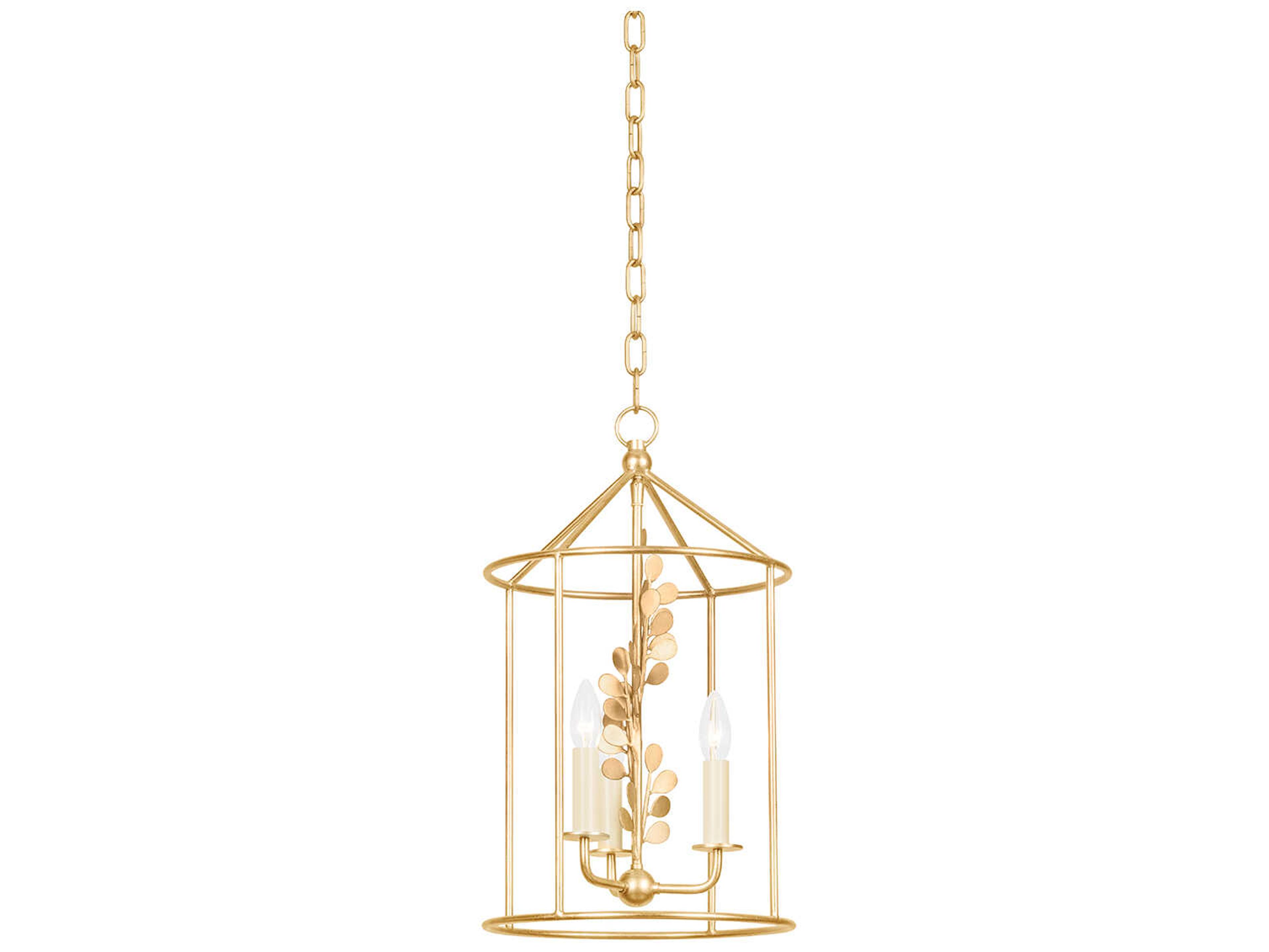 Adrienne 3-Light Vintage Gold Leaf Lantern Mini Pendant