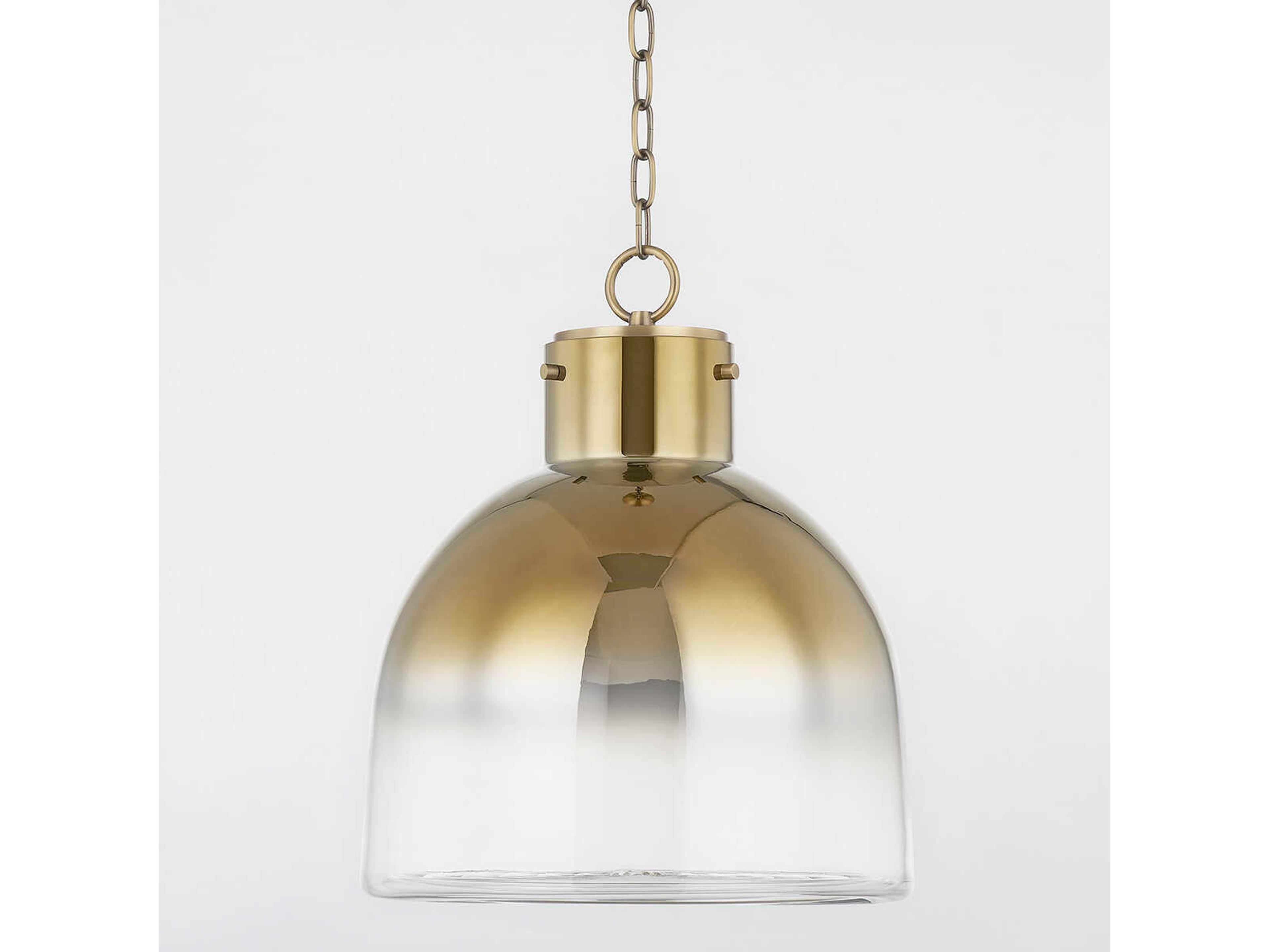 Troy Lighting Beryl 1-Light Patina Brass Glass Pendant