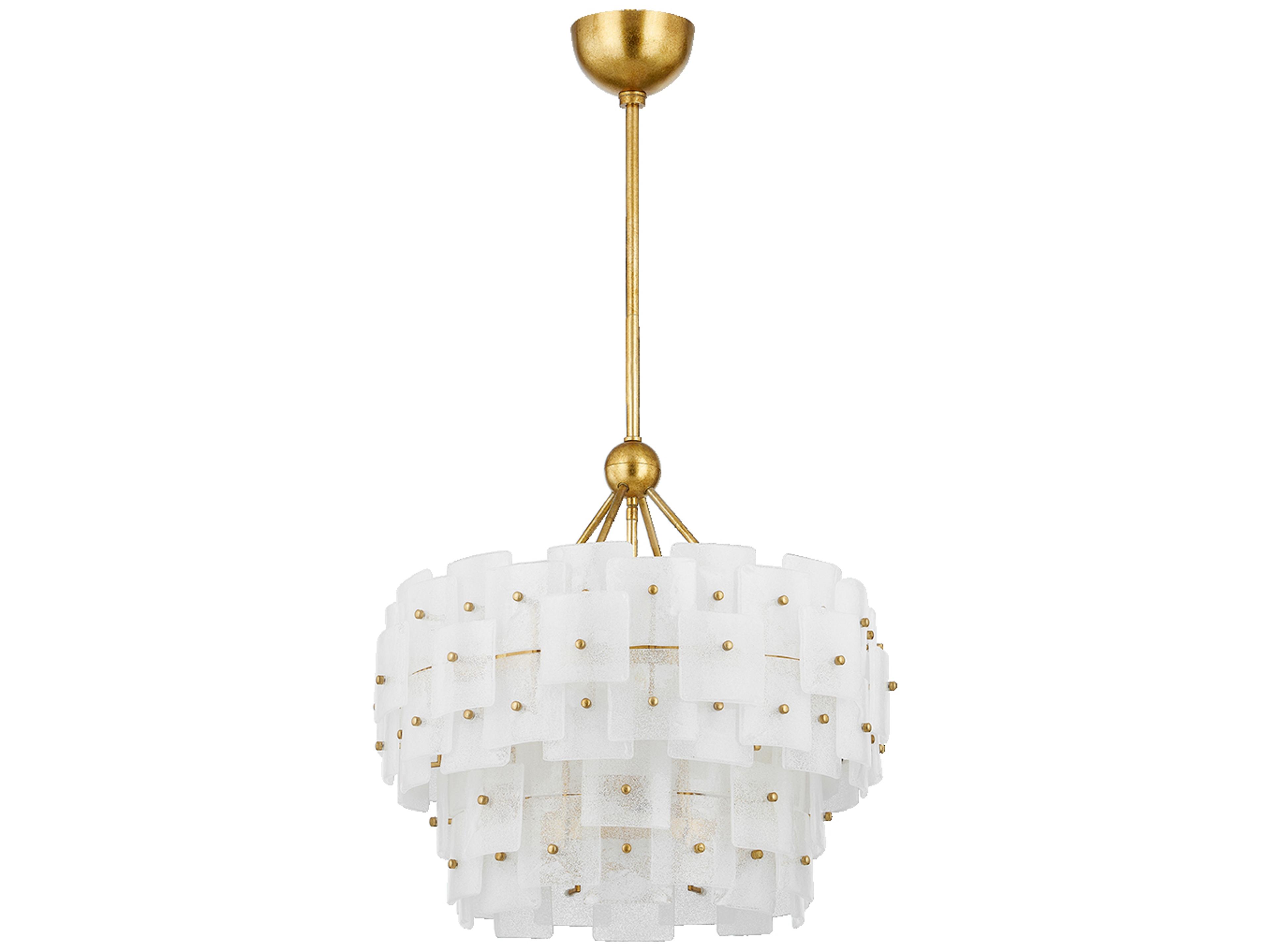 Jacik 6-Light Vintage Gold Leaf White Chandelier