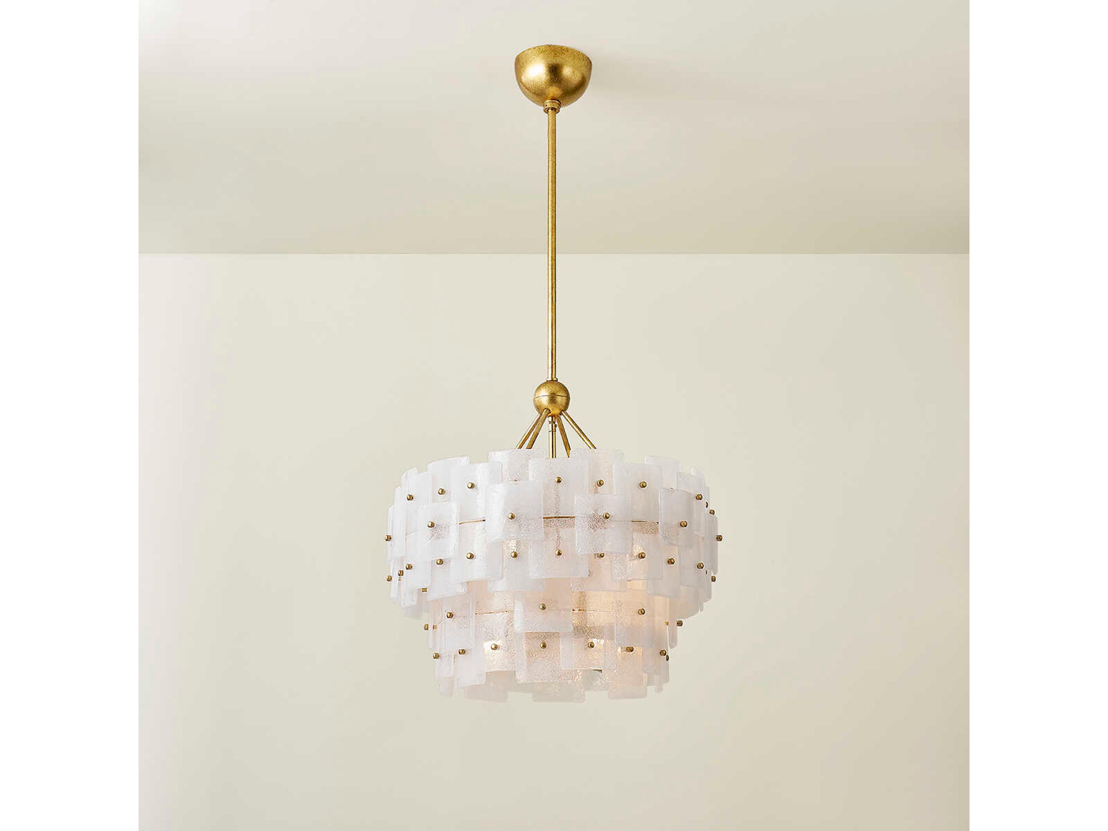 Troy Lighting Jacik 6-Light Vintage Gold Leaf White Chandelier