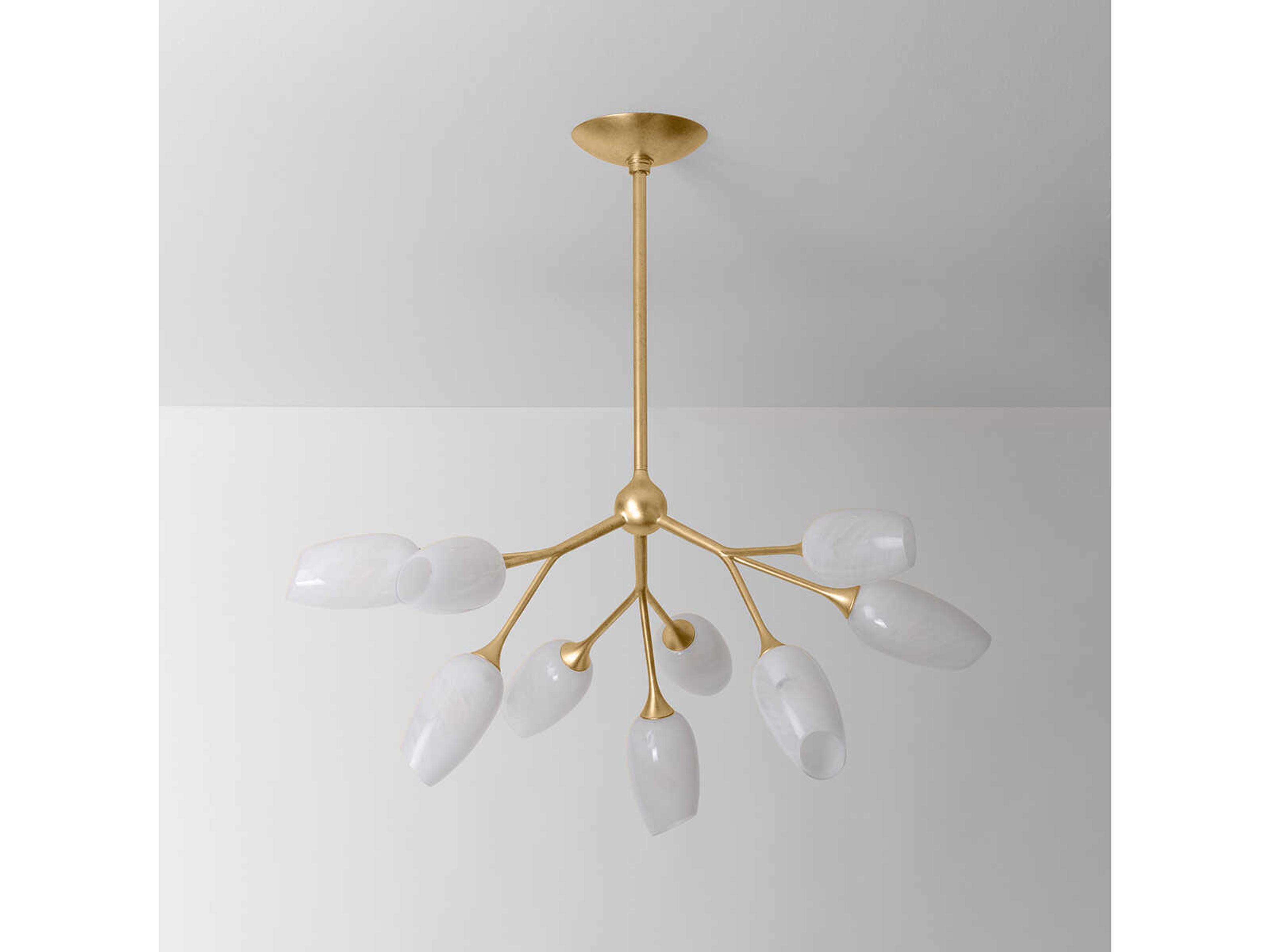 Troy Lighting Aldean 9-Light Vintage Gold Leaf Brass Candelabra Chandelier