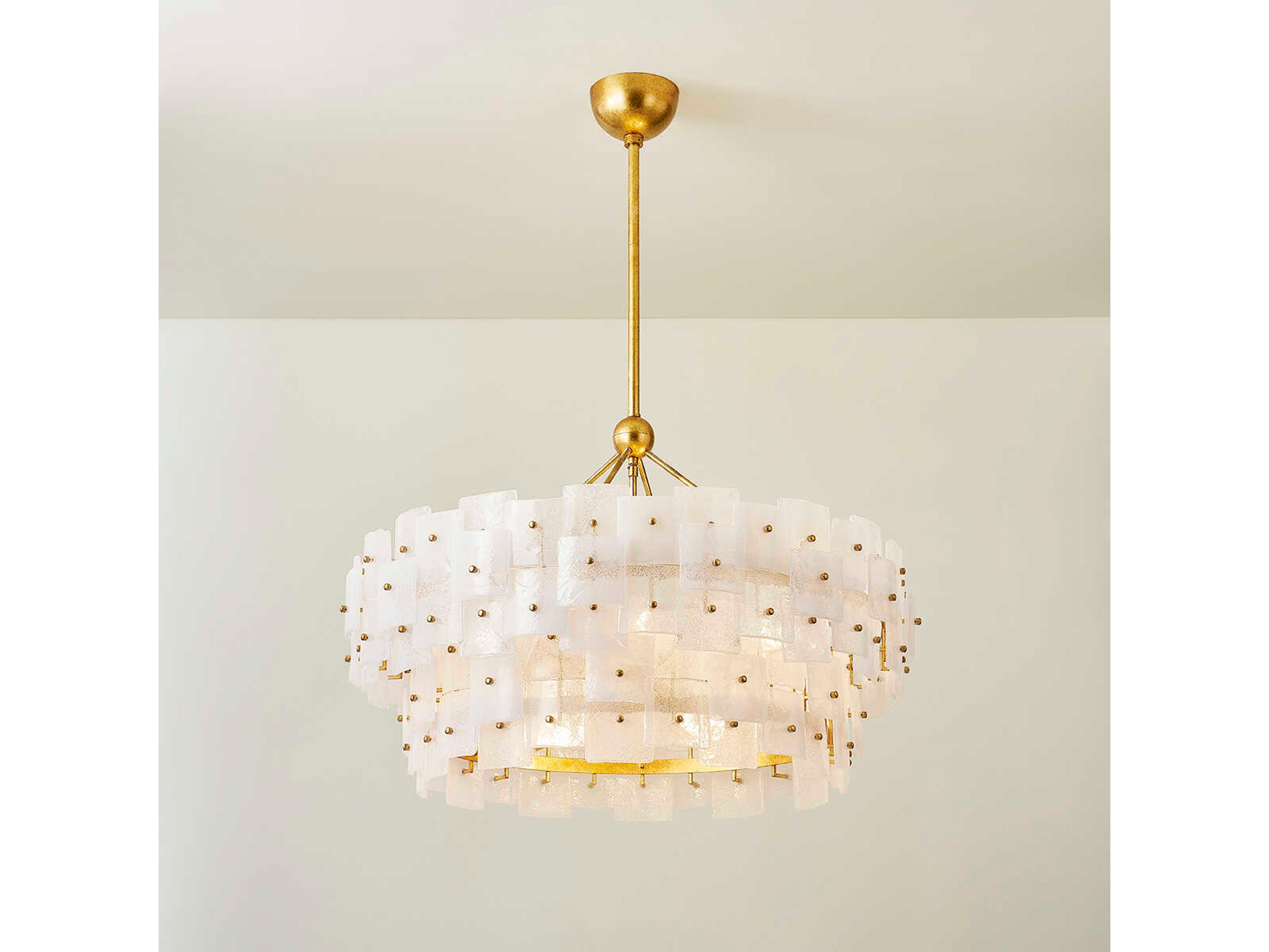Troy Lighting Jacik 8-Light Vintage Gold Leaf White Chandelier