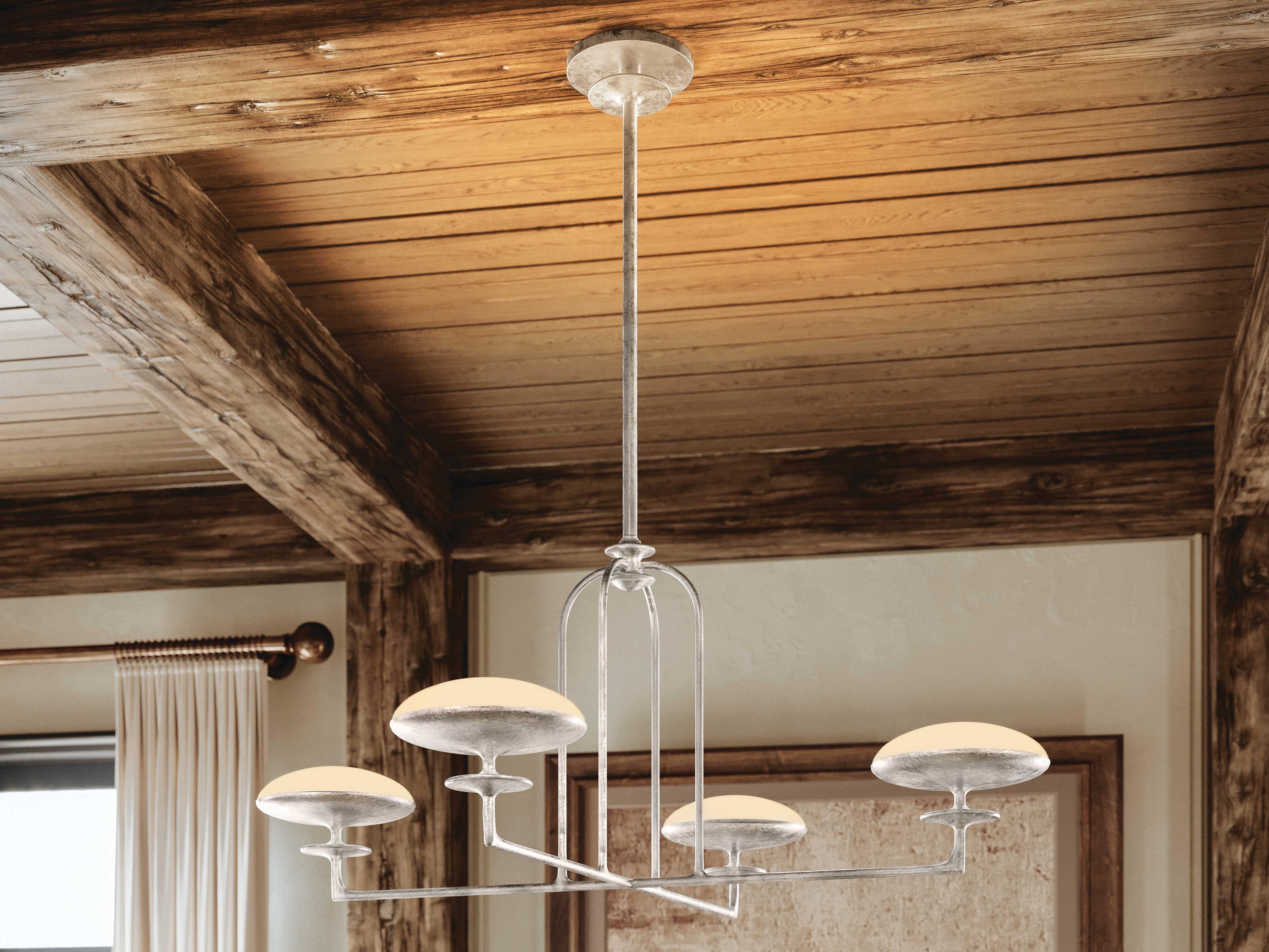 Troy Lighting Pacific 4-Light Warm Silver Leaf Candelabra Chandelier