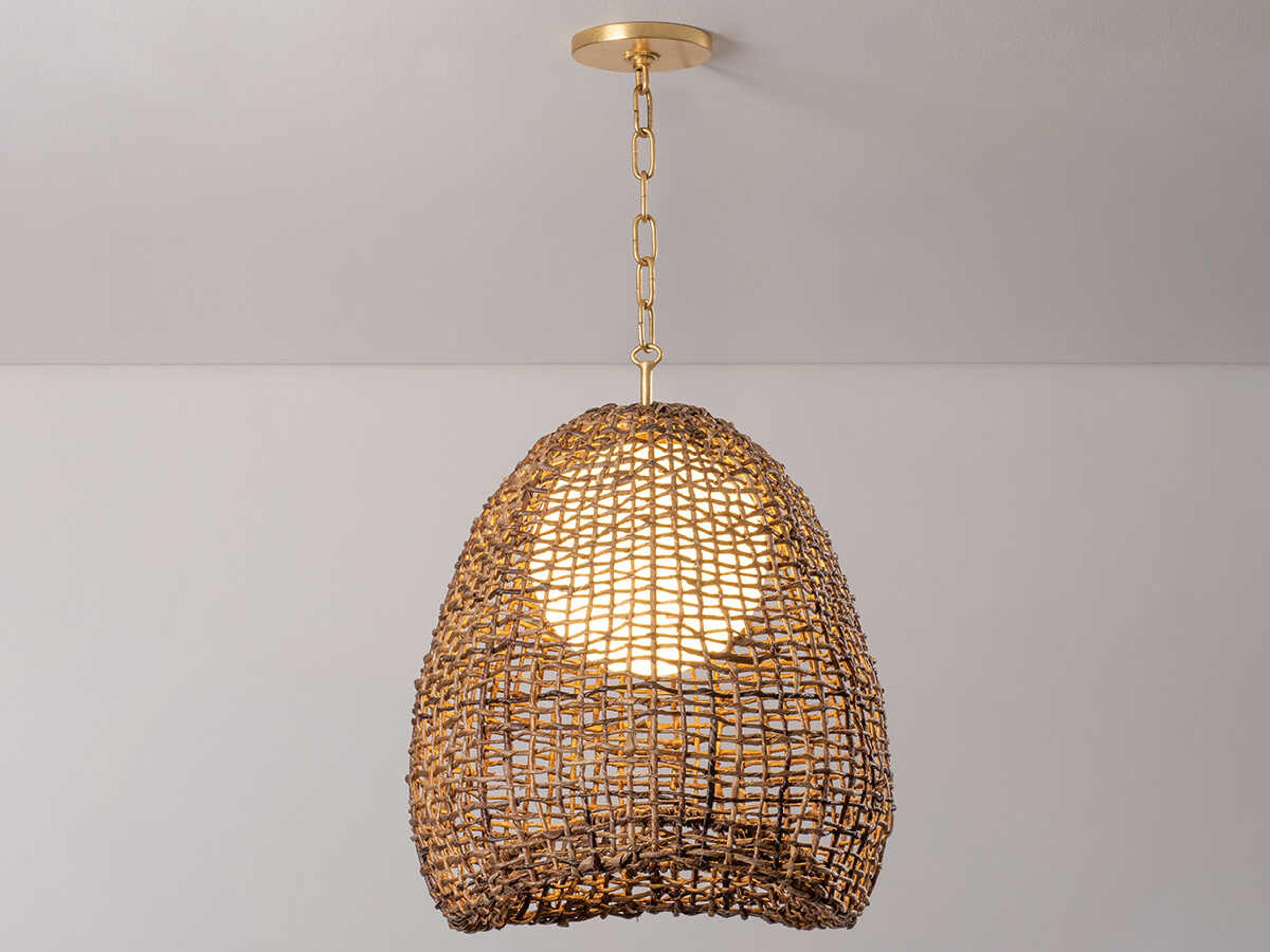 Troy Lighting Maester 1-Light Vintage Gold Leaf Brown Pendant