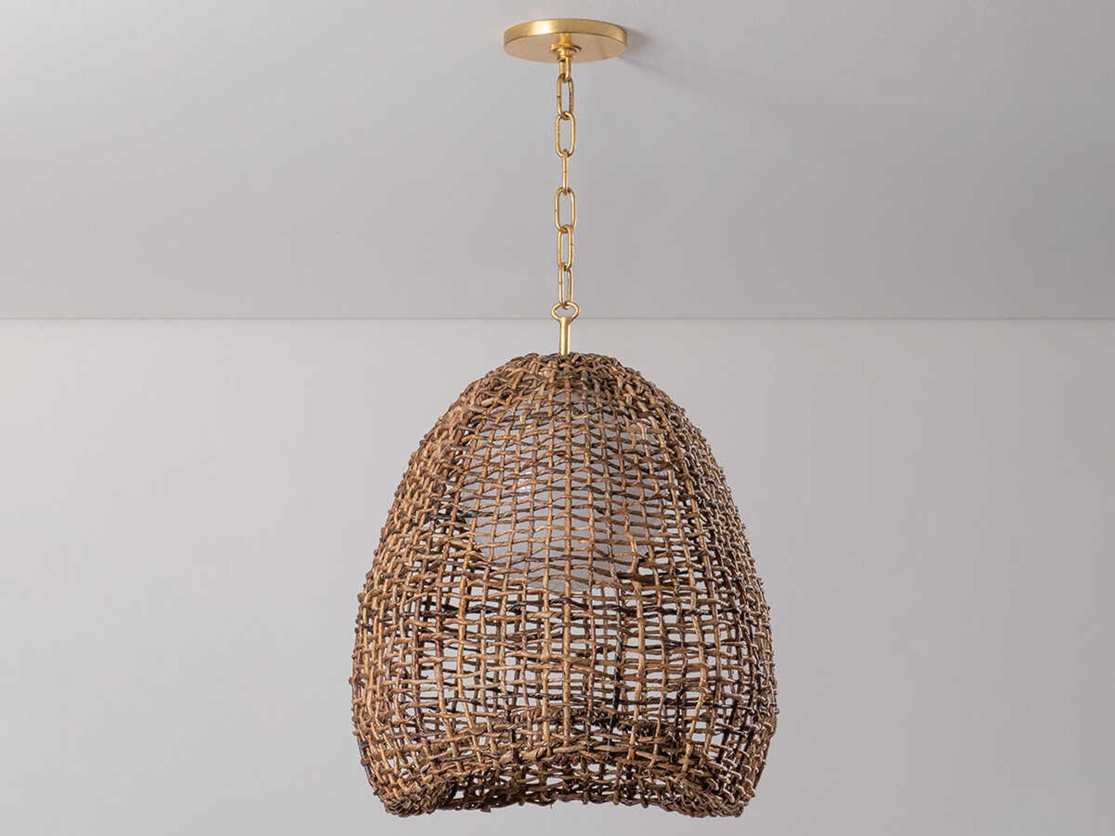 Troy Lighting Maester 1-Light Vintage Gold Leaf Brown Pendant