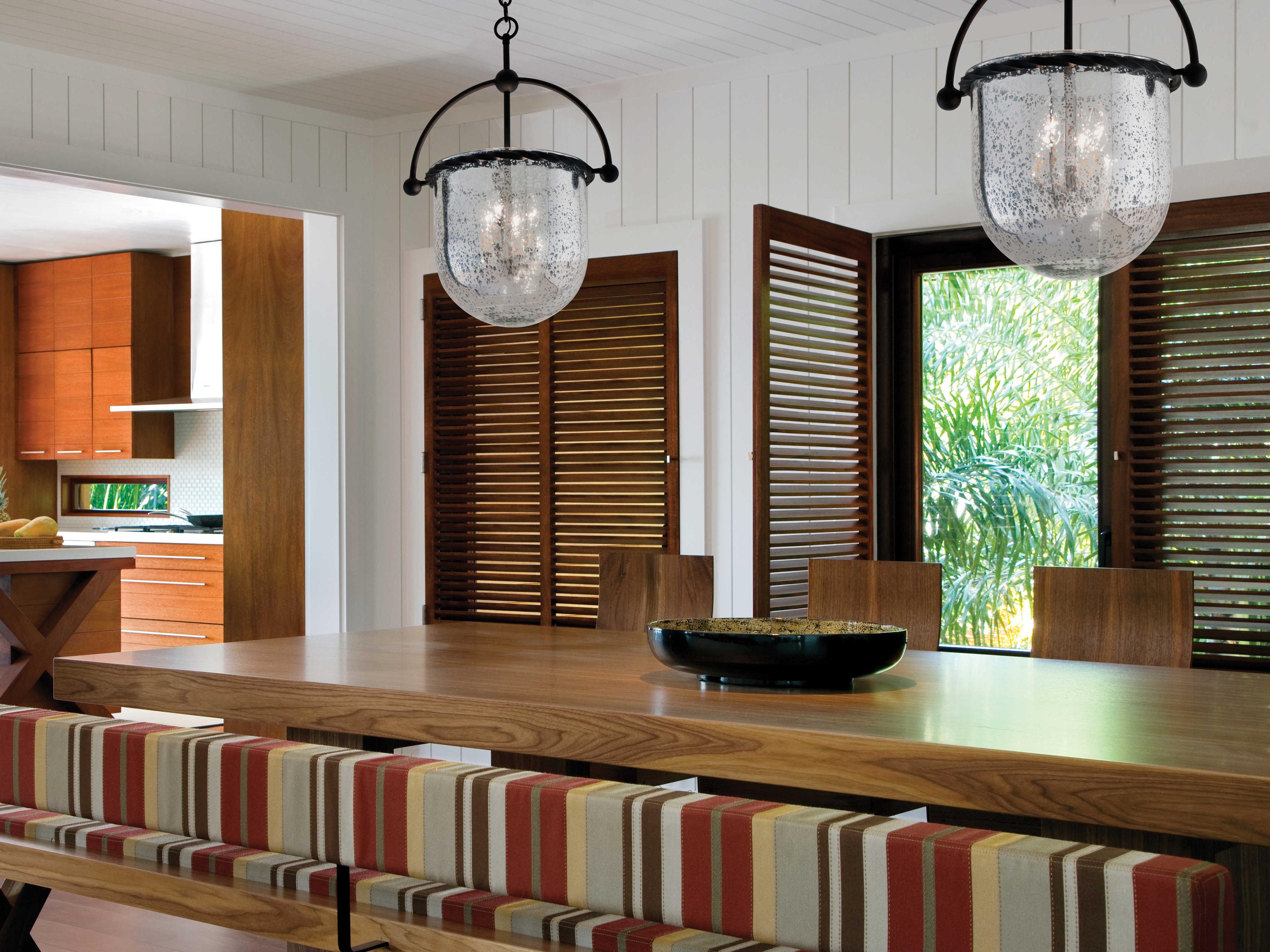 Troy Lighting Mercury 4-Light Old Iron Black Glass Bell Pendant