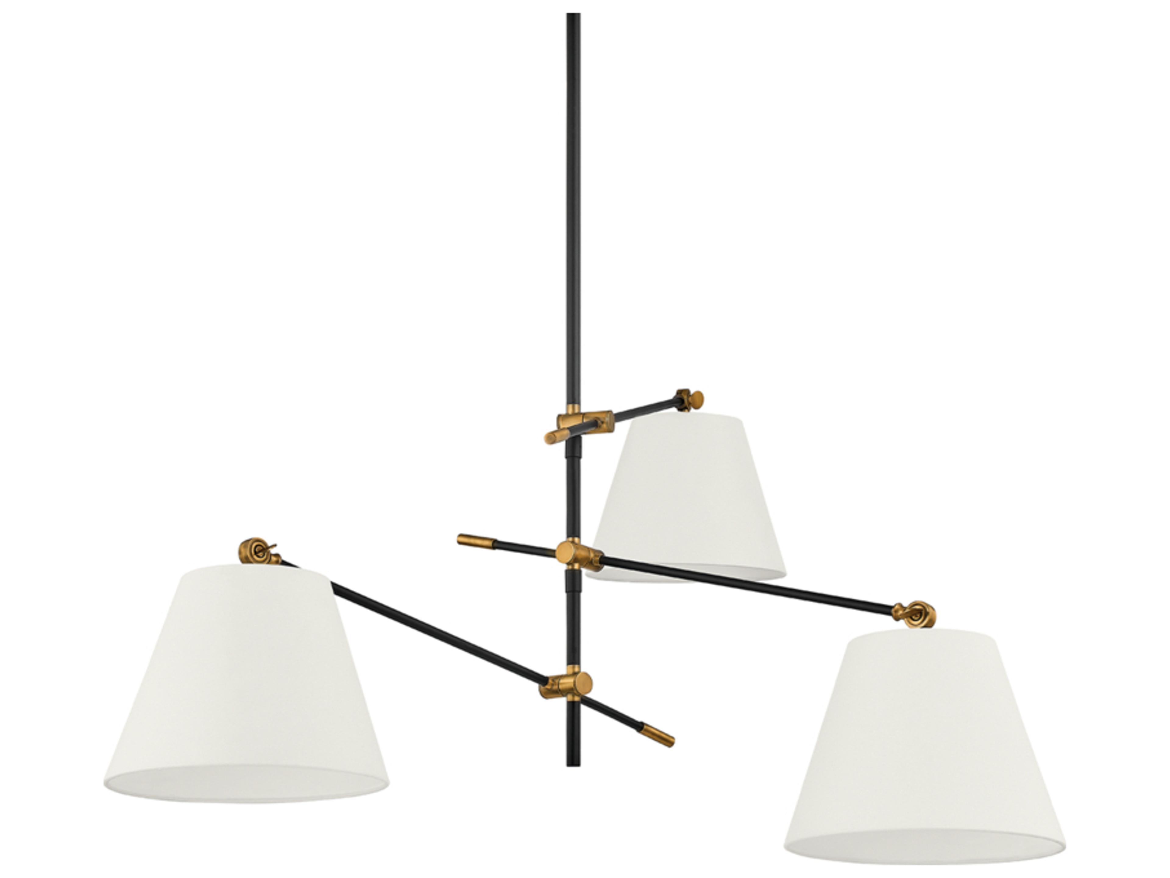 Troy Lighting Navin 3-Light Patina Brass Black Empire Chandelier