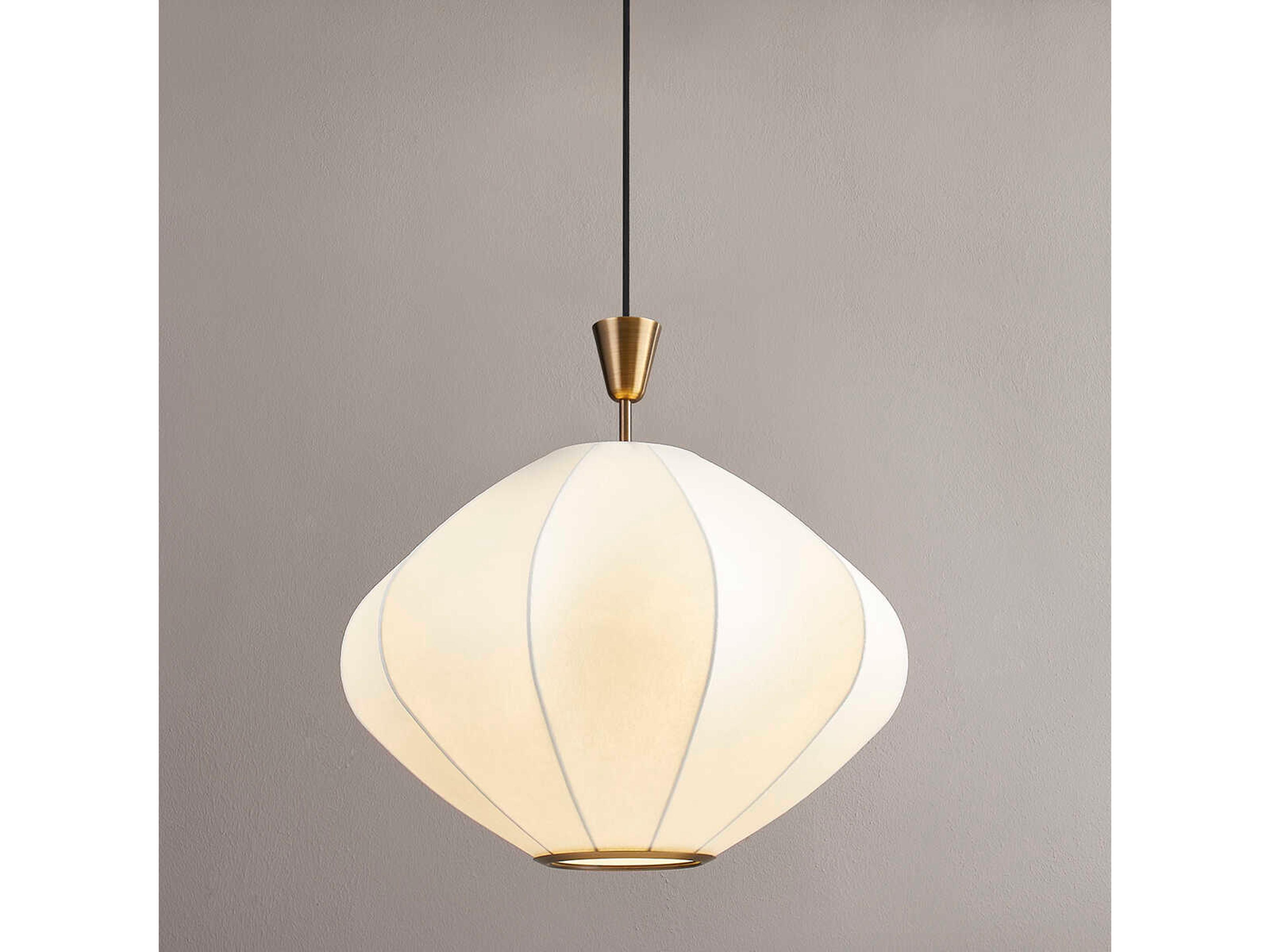 Troy Lighting Arden 1-Light Patina Brass White Lantern Pendant