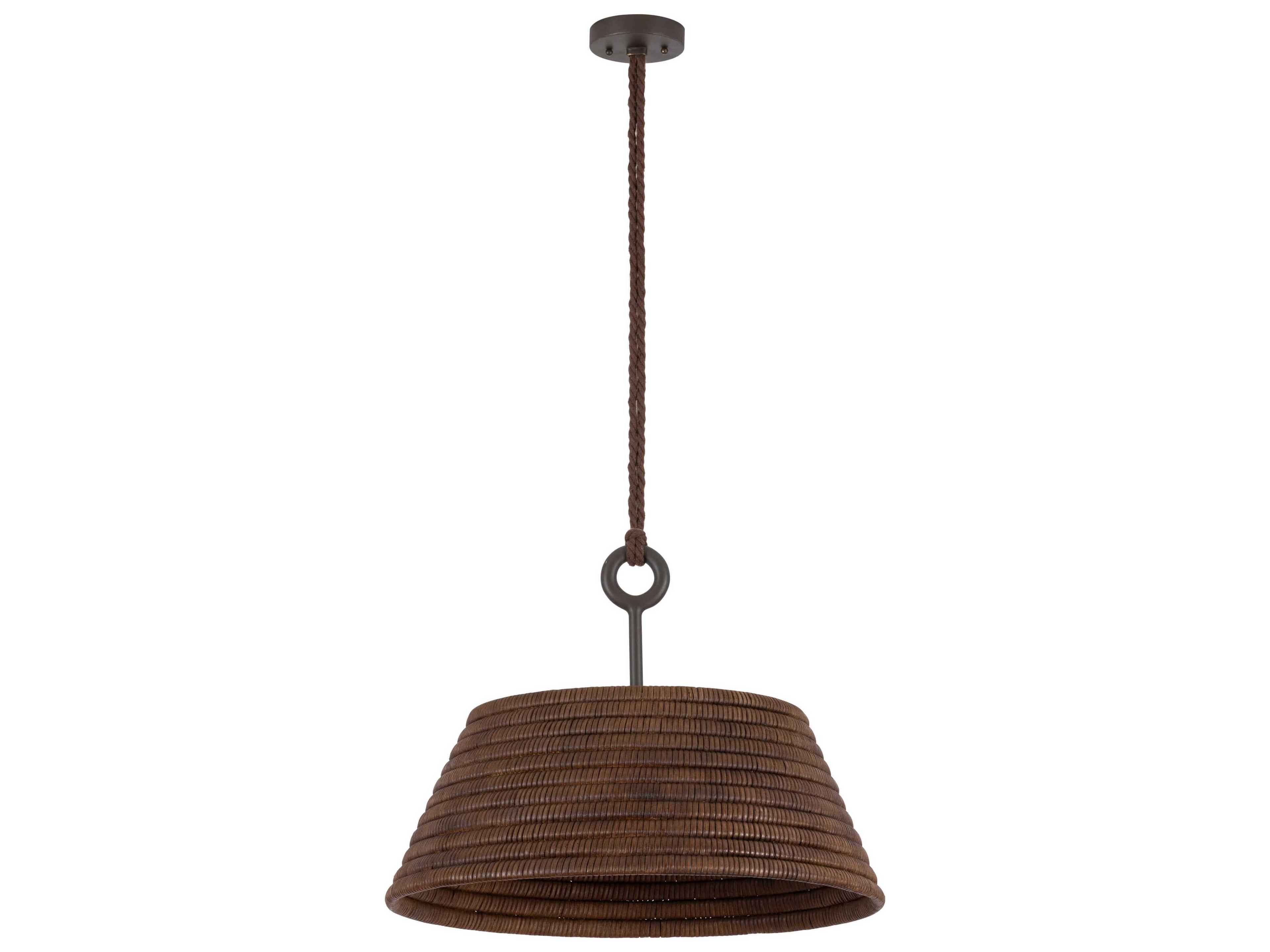 Troy Lighting Sequoia 1-Light Textured Bronze Drum Pendant