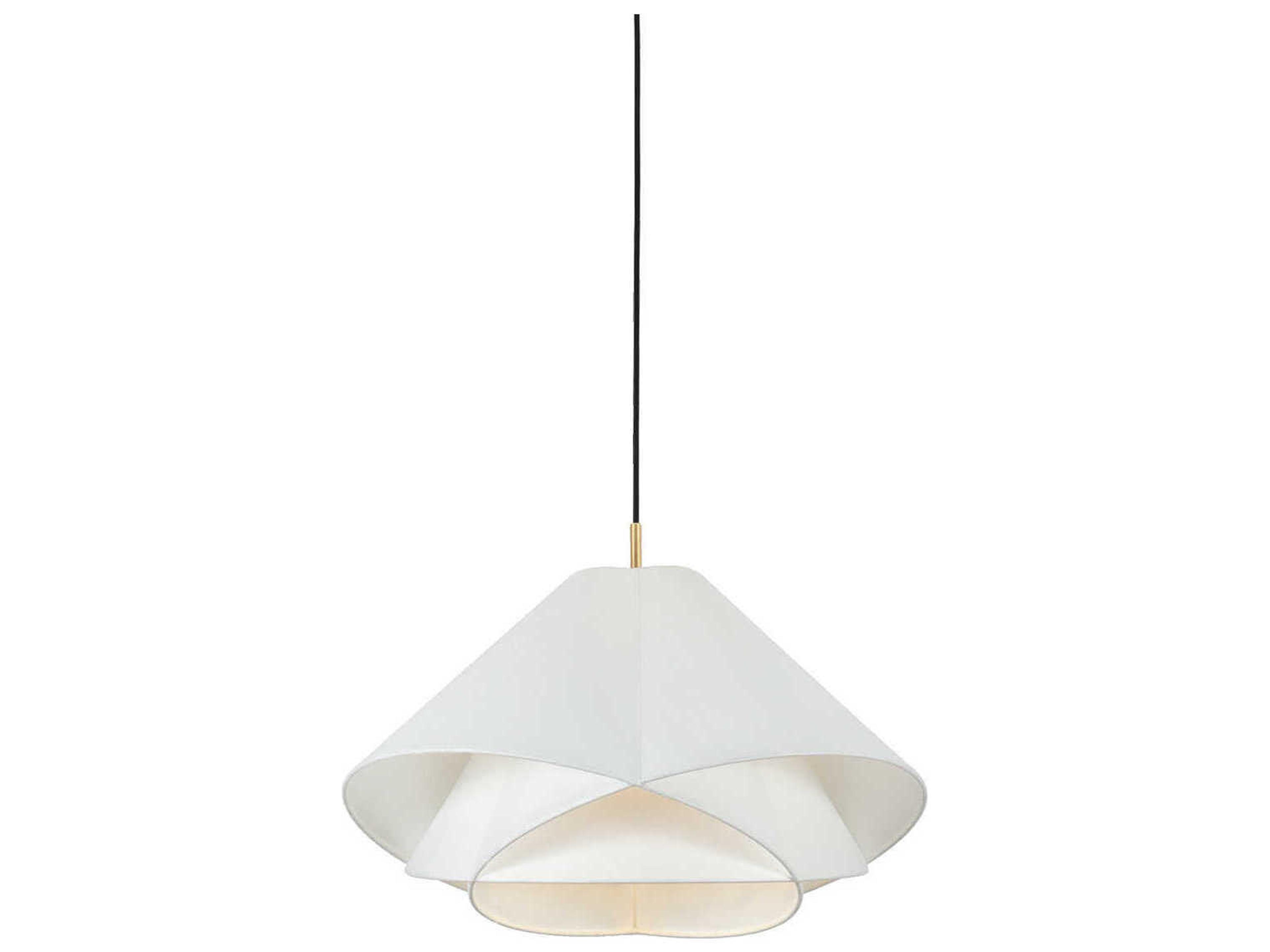 Edna 1-Light Vintage Gold Leaf White Pendant